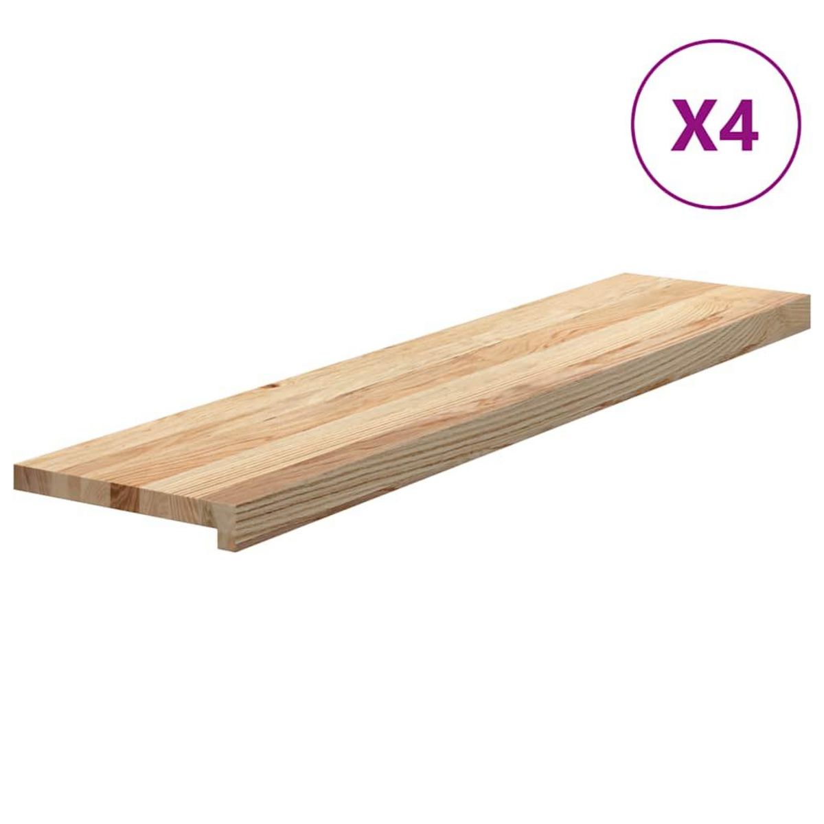 VIDAXL Marches d'escalier 4pcs non traite 110x25x2cm bois chene massif