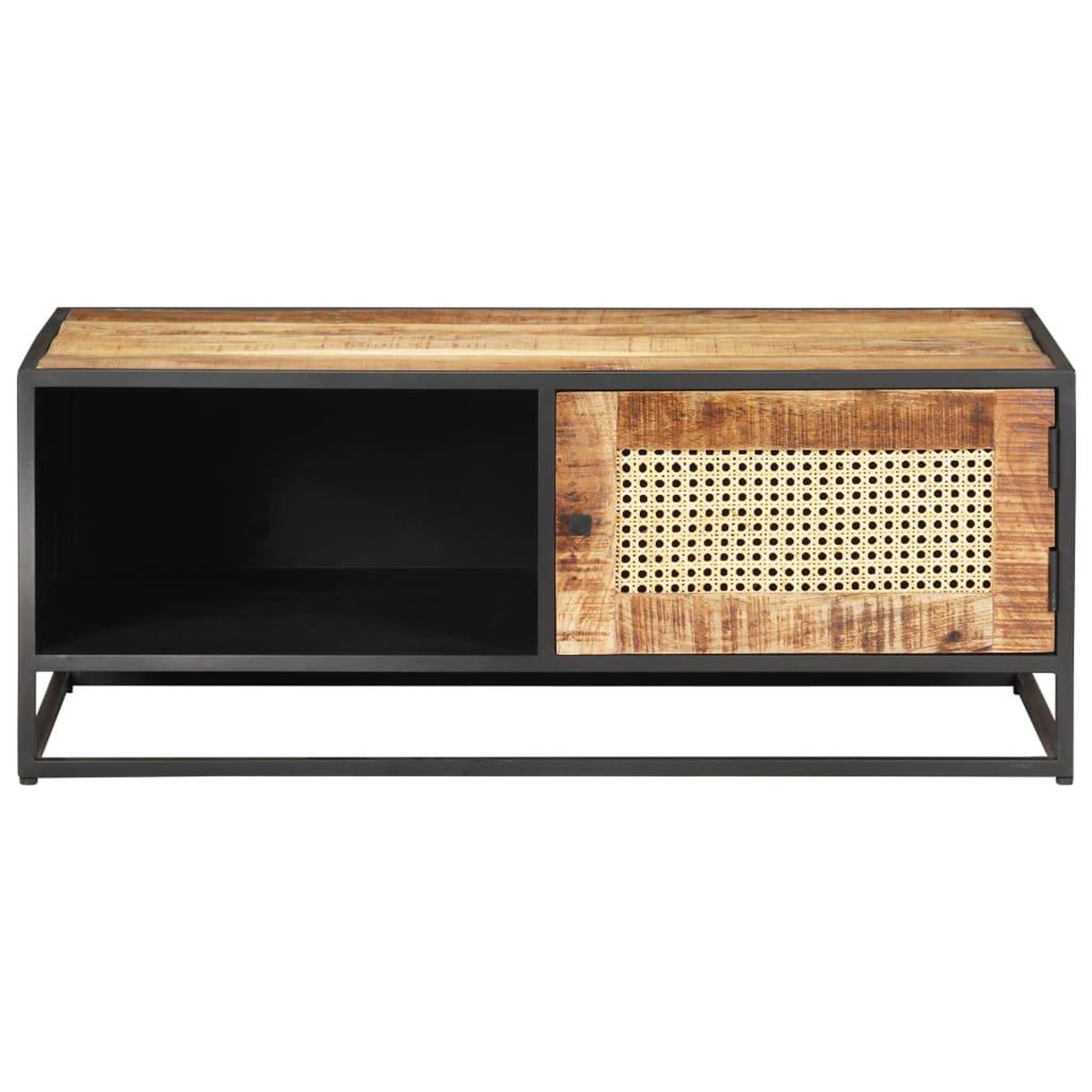 Voir la diapositive 3 : VIDAXL Table basse 90x50x35cm bois de manguier brut et canne naturelle