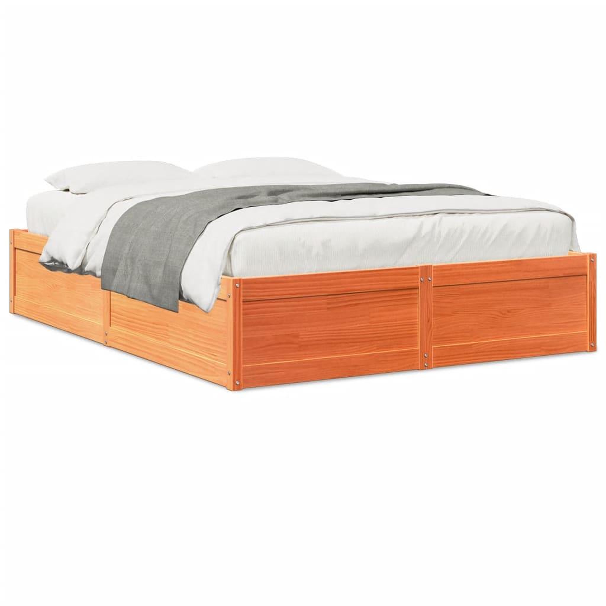 Voir la diapositive 2 : VIDAXL Cadre de lit sans matelas cire marron 150x200cm bois pin massif