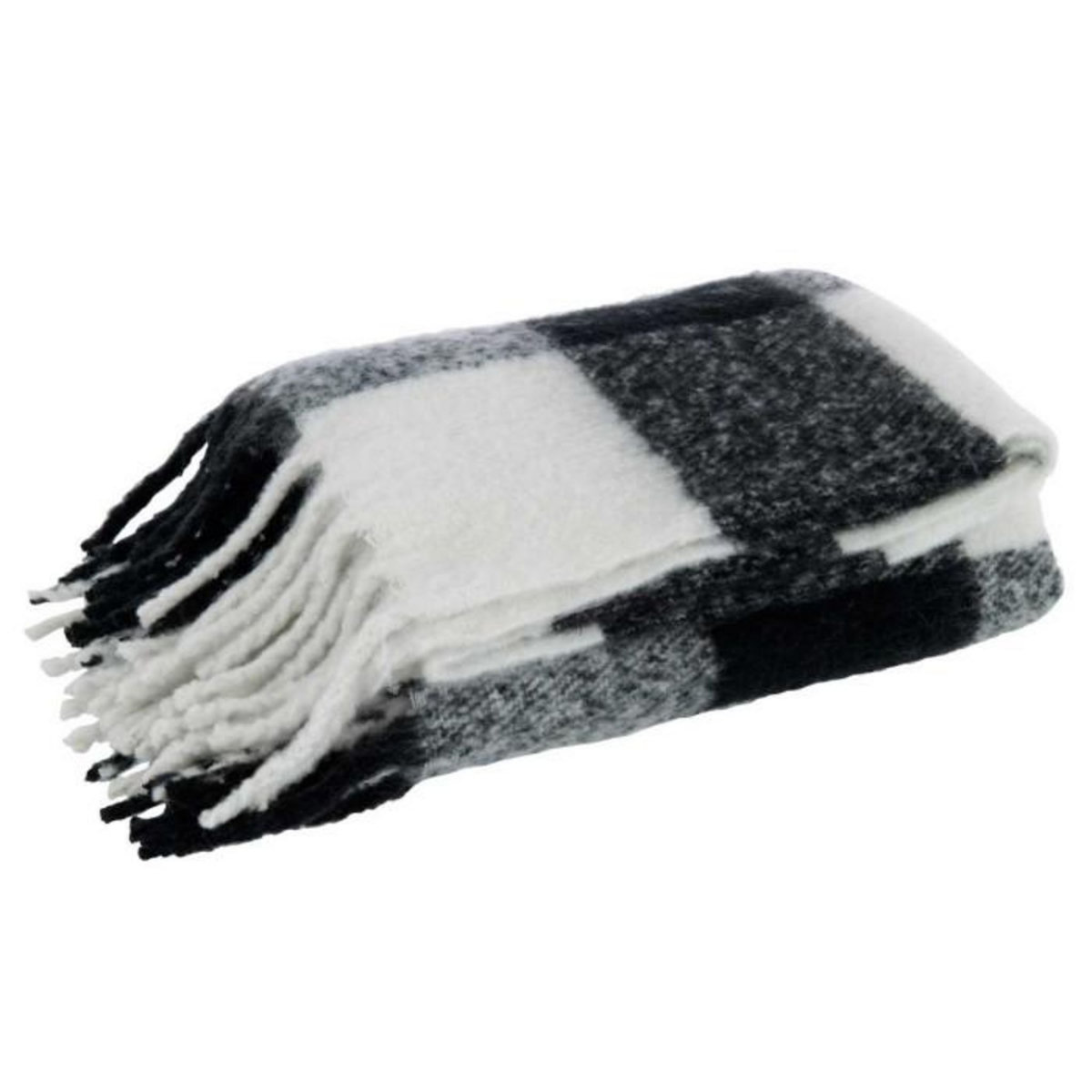 Paris Prix Plaid Imprimé  Carreaux  127x152cm Blanc & Noir