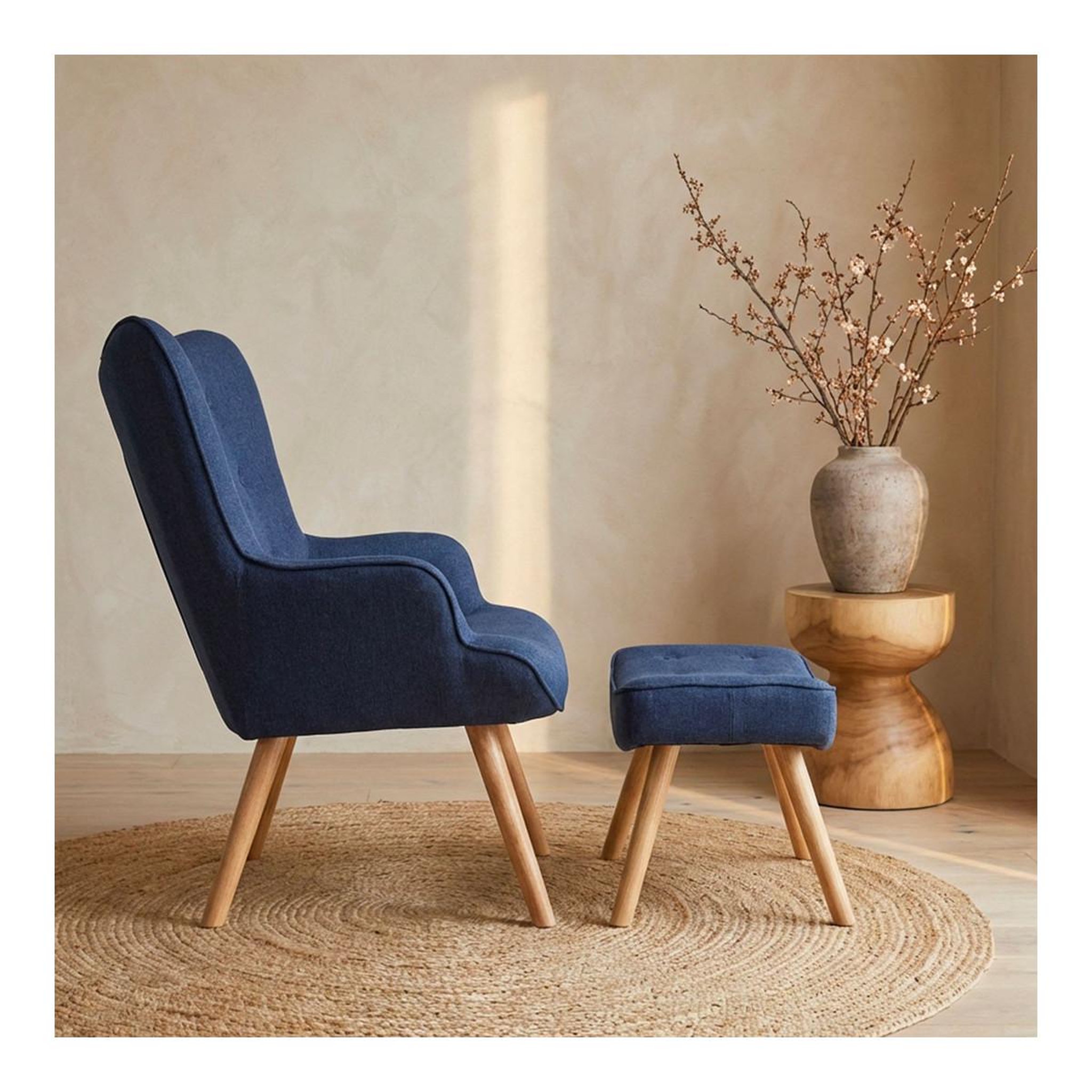 Voir la diapositive 6 : Paris Prix Fauteuil & Pouf Scandinave  Orle  98cm Bleu