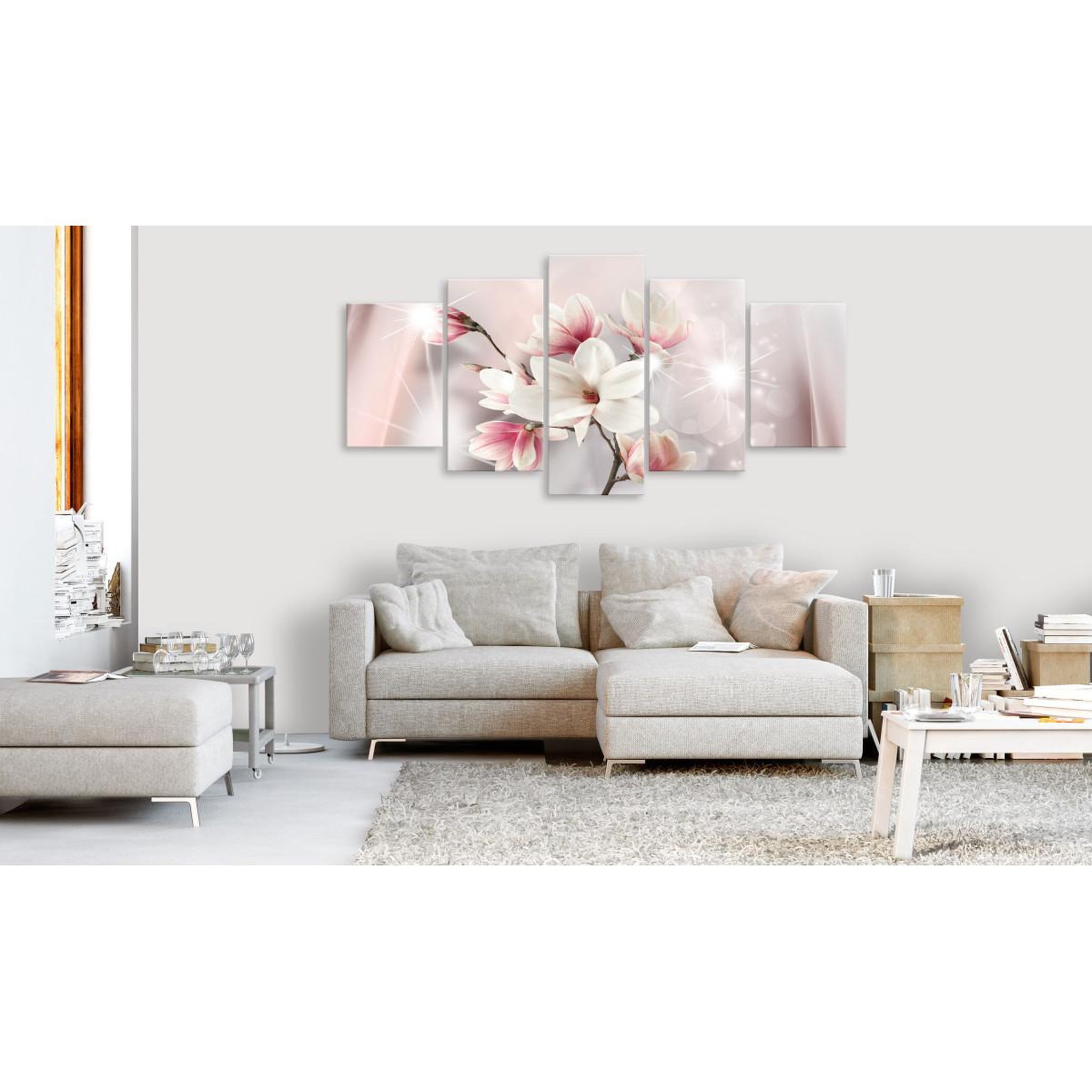 Voir la diapositive 2 : Paris Prix Tableau imprimé 5 panneaux  dazzling magnolias wide