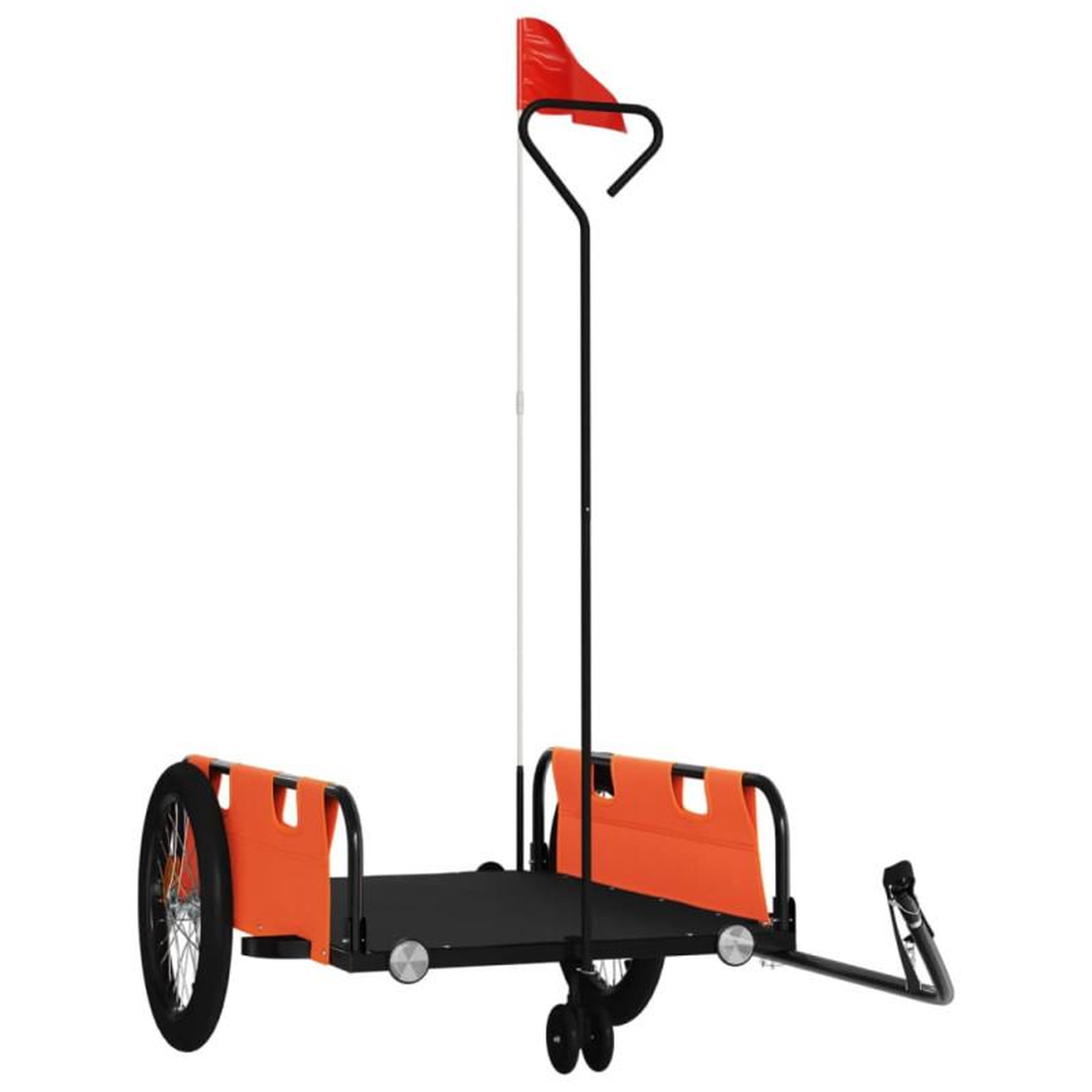 Voir la diapositive 2 : VIDAXL Remorque de vélo orange et noir tissu oxford et fer