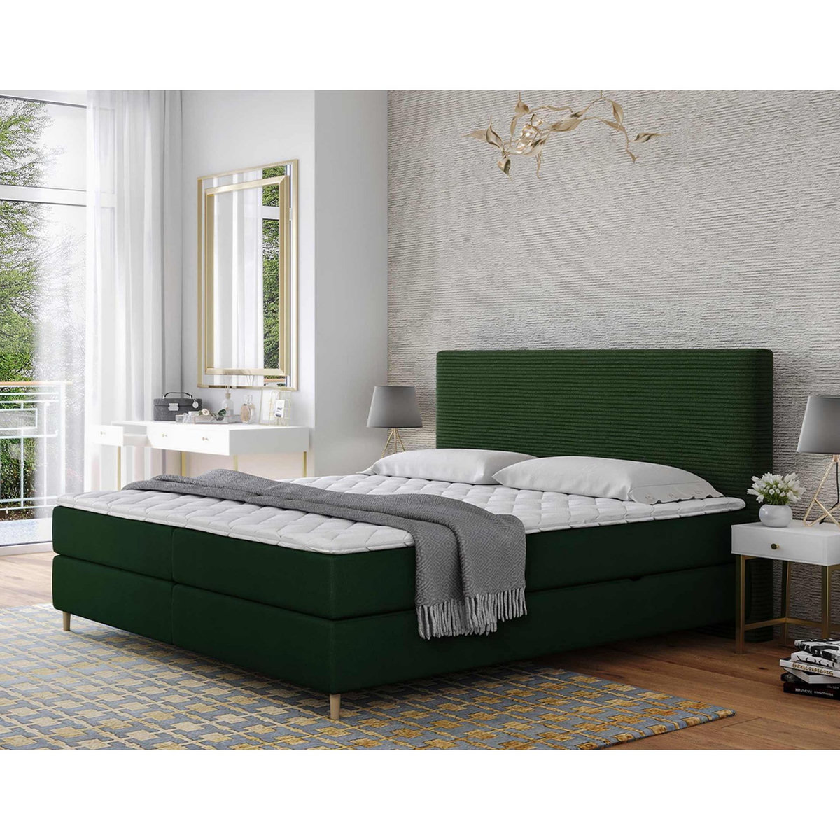 BEST MOBILIER Rafaela - lit boxspring - 180x200 - coffres et surmatelas inclus - en velours