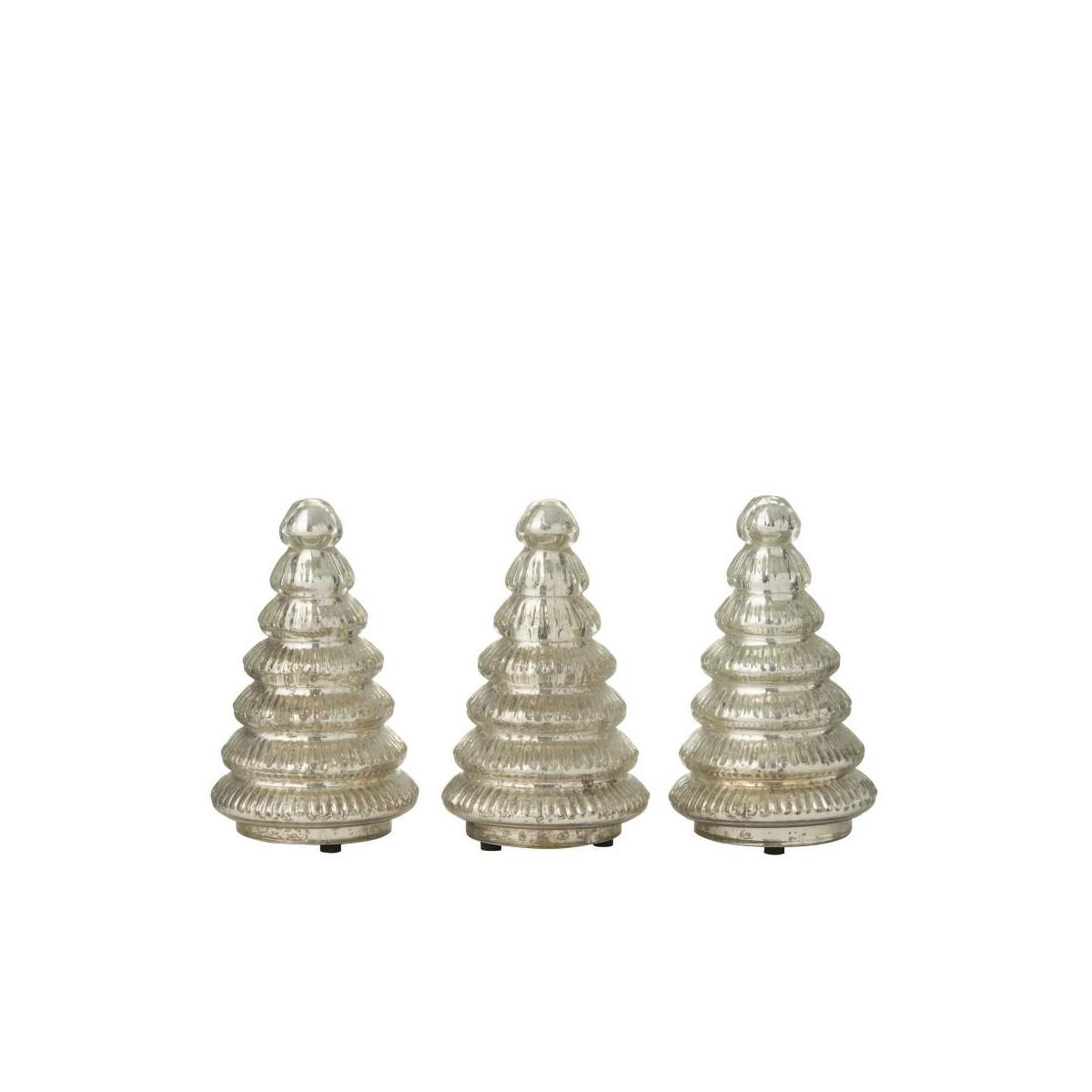 Voir la diapositive 2 : J-LINE Lot de 3 arbres led en verre  côtelé  31cm argent