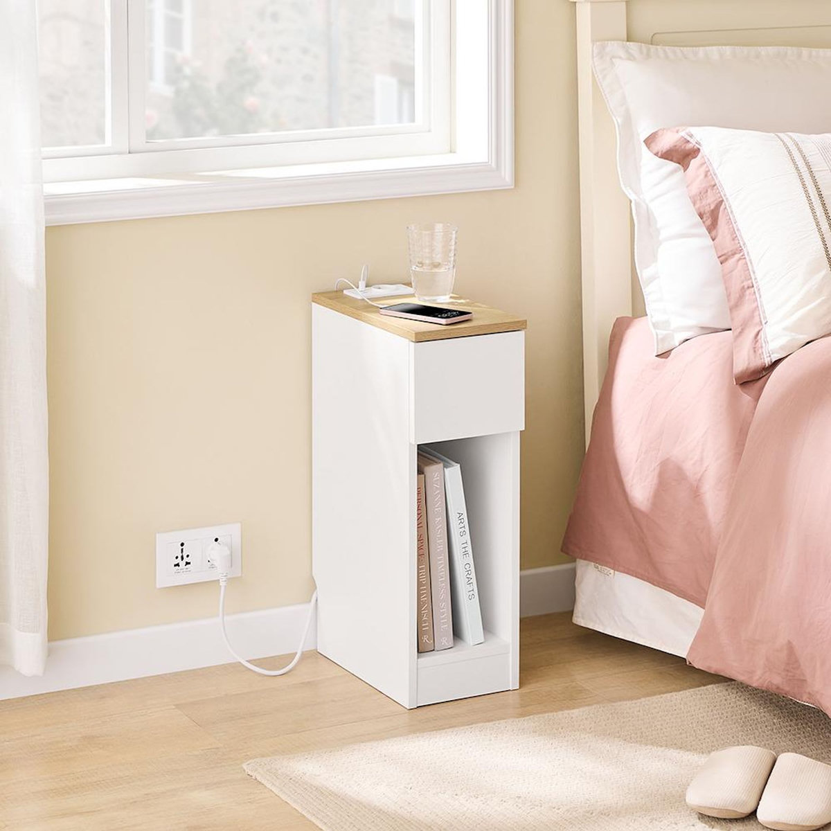SOBUY SoBuy - Table De Chevet à un tiroir - Blanc - 35x20x60cm - Minimaliste - FBT111-E-NW