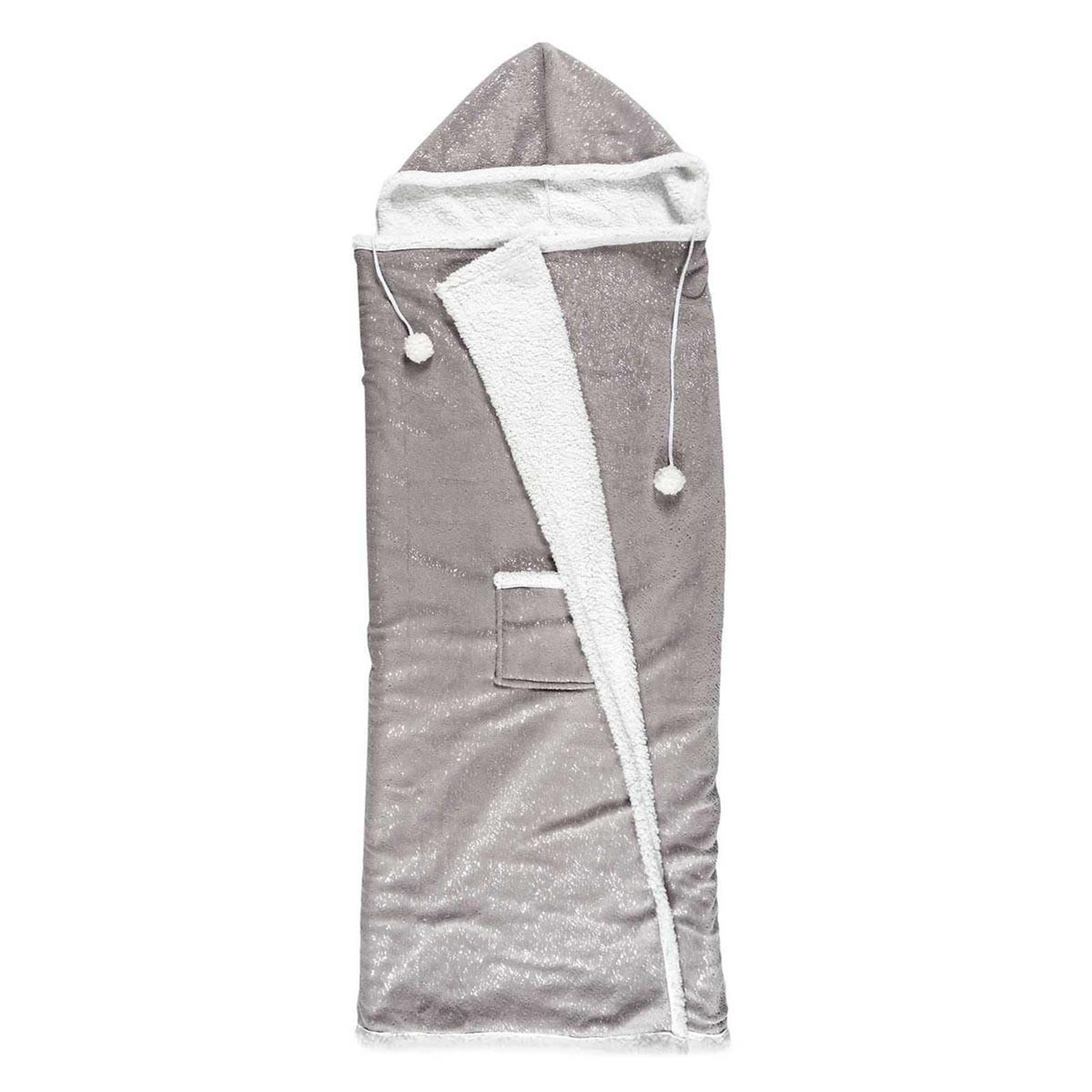 The Home Deco Factory Plaid sweat poncho  sherpa  130x170cm gris
