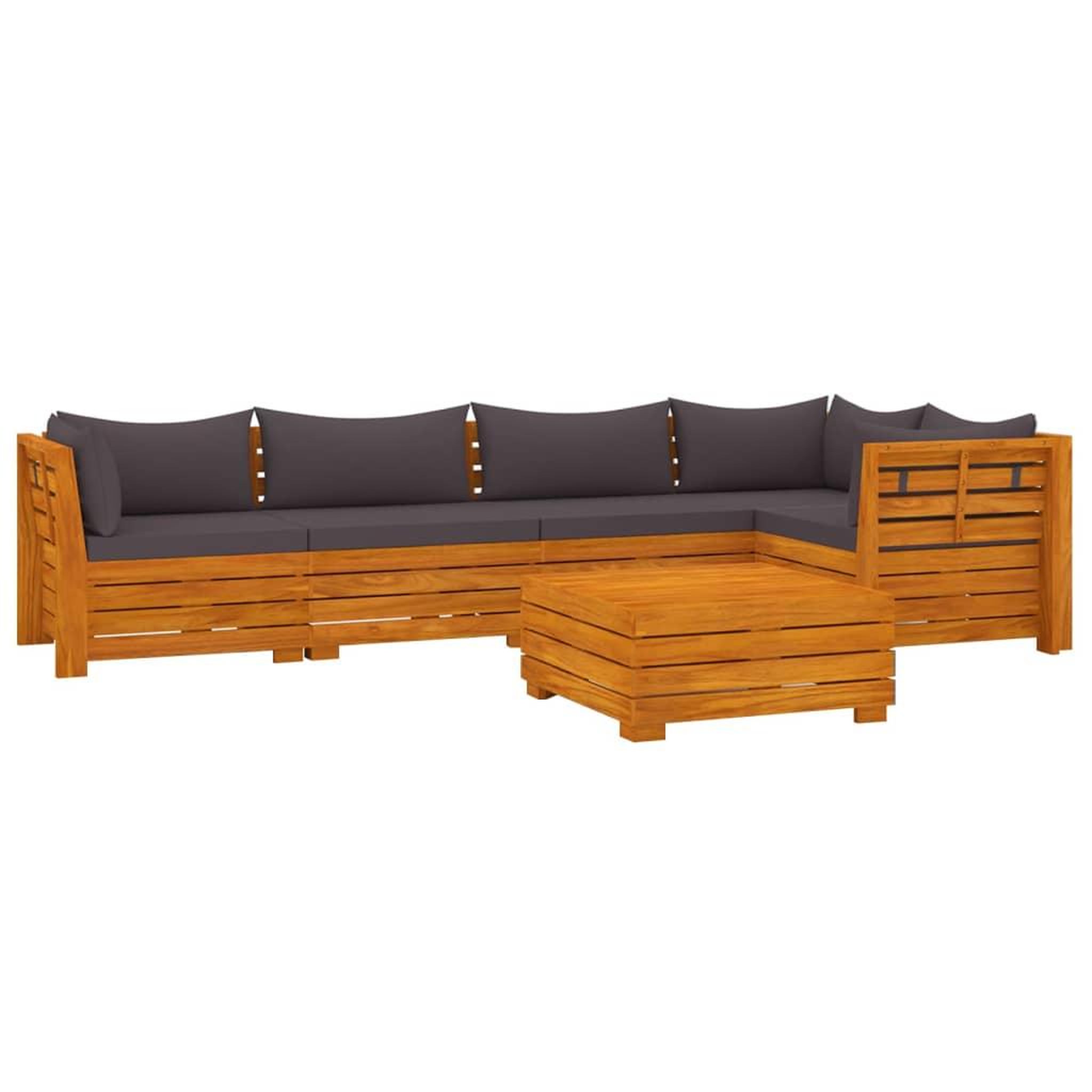 Voir la diapositive 2 : VIDAXL Salon de jardin 6 pcs avec coussins Bois d'acacia solide