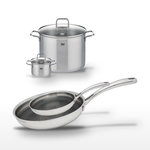 ELO Lot de 2 Poêles 24/28 cm et 2 Faitouts 14/26 cm Elo Relief Evolution