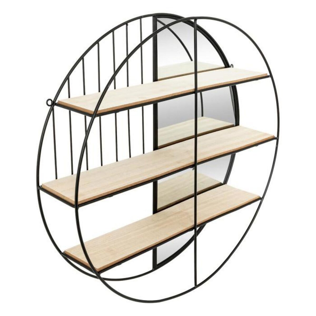 ATMOSPHERA Étagère Murale Avec Miroir  Zina  56cm Noir