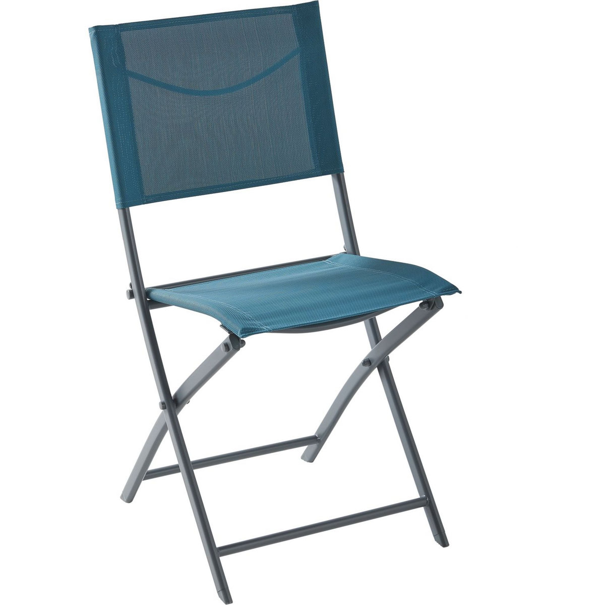 Fauteuils De Jardin En Textilène Et Acier – Lot De 2 – Bleu – Empilables – Design Moderne – 53,5 X 75 X 92 Cm