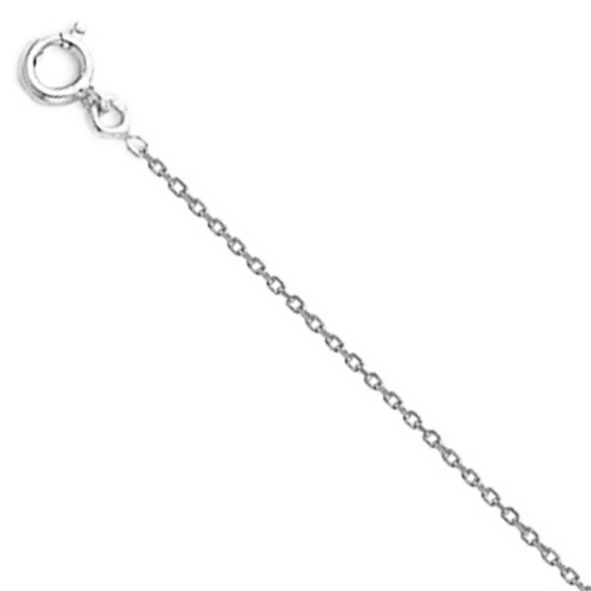 L'ATELIER D'AZUR Collier Chaine Or Rhodié Blanc - Maille Forçat Diamantée - Enfant