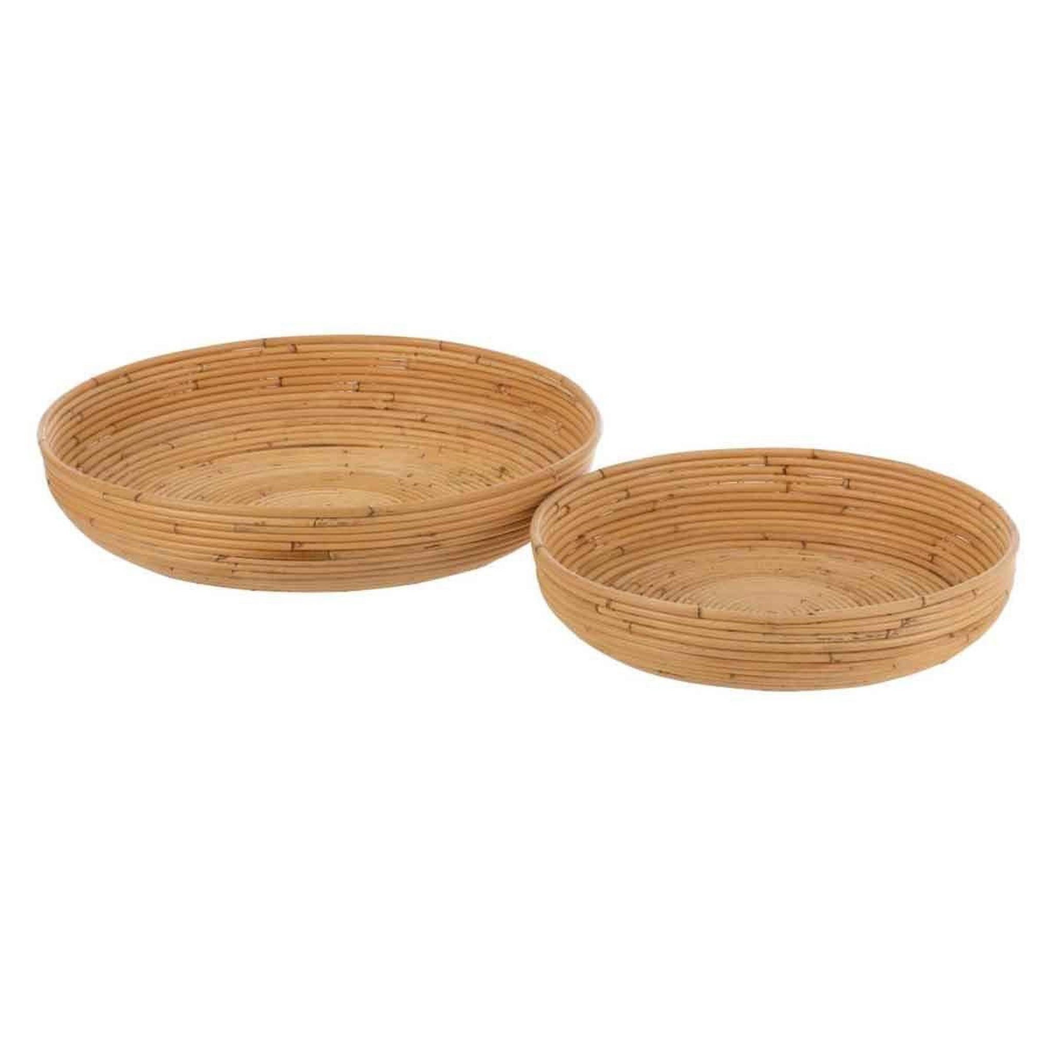 J-LINE Lot de 2 coupelles déco  rotin  50cm naturel