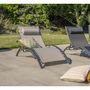 Voir la diapositive 2 : DCB GARDEN Lot de 2 bains de soleil - Aluminium et textilène - Gris