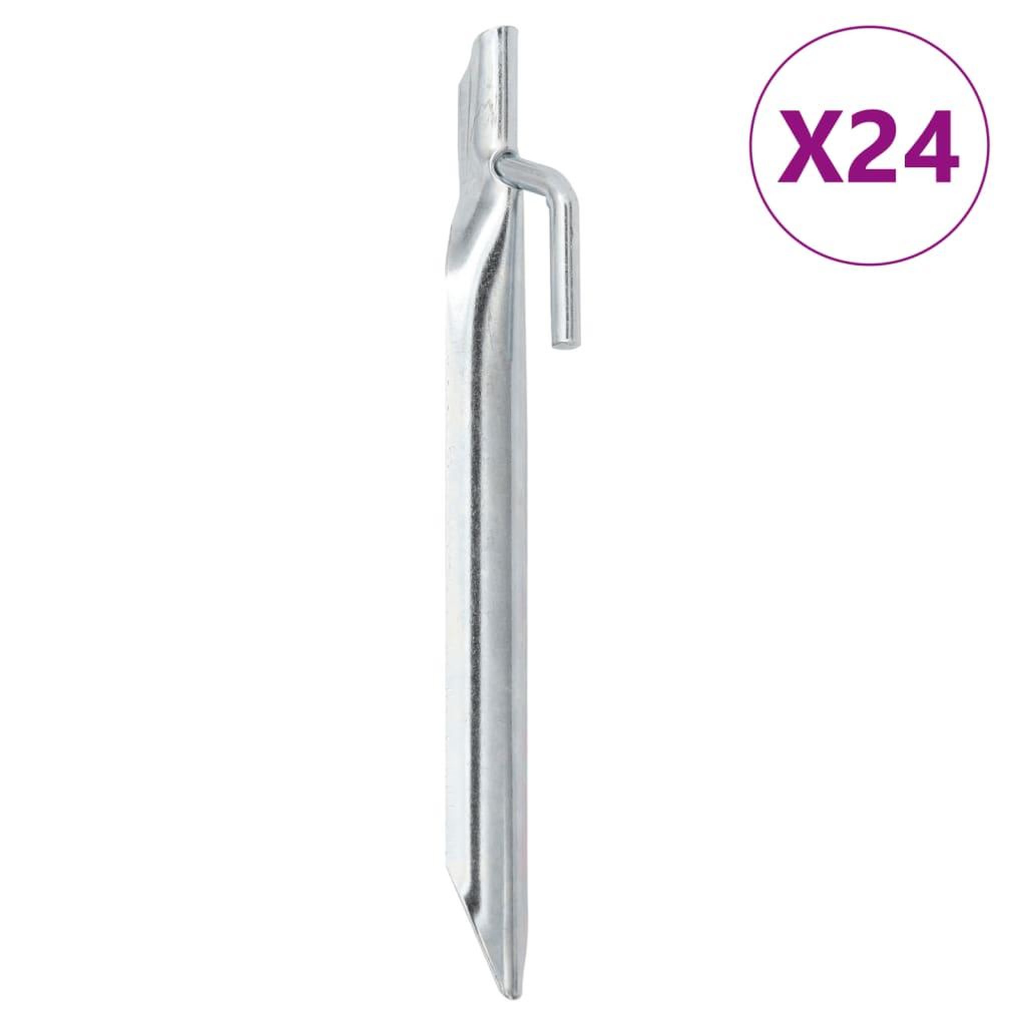 VIDAXL Piquets de tente 24pcs en forme de V 17cm Ø20mm acier galvanise