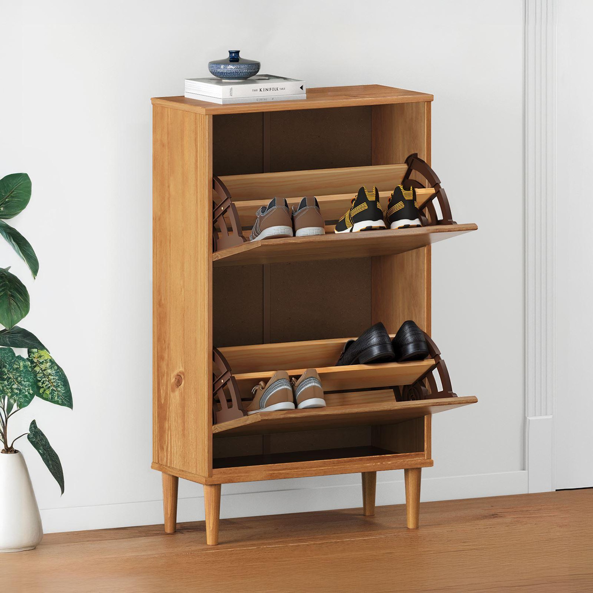 Voir la diapositive 5 : IDIMEX Meuble à chaussures entrée mikka en bois massif