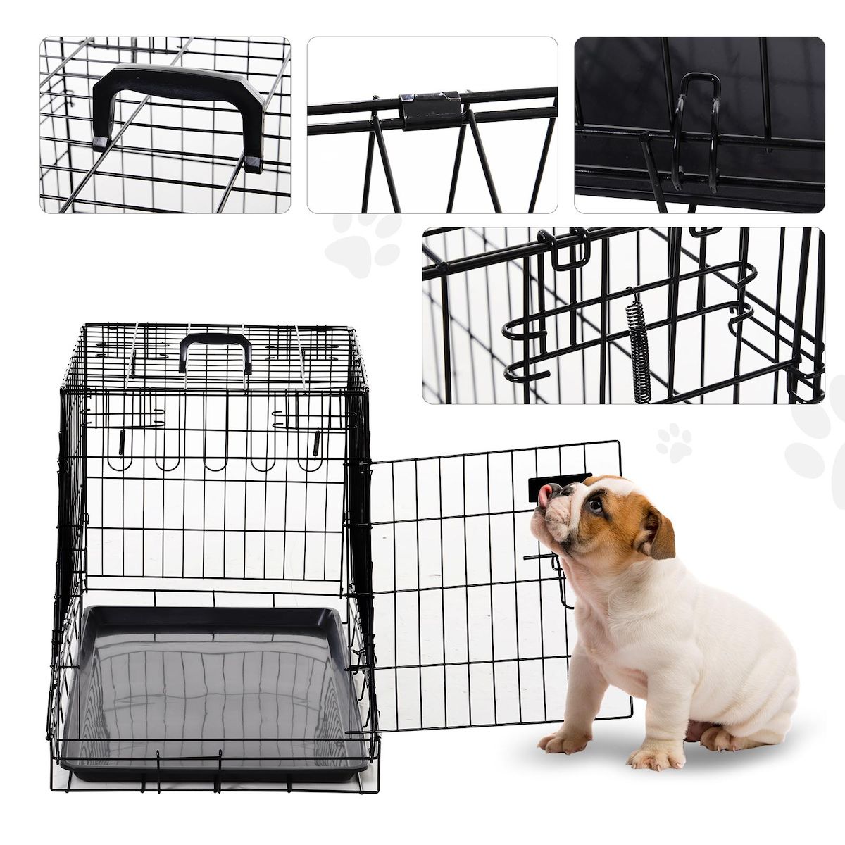 PAWHUT Cage de transport pour chien taille L dim. 76L x 48l x 55H cm métal noir