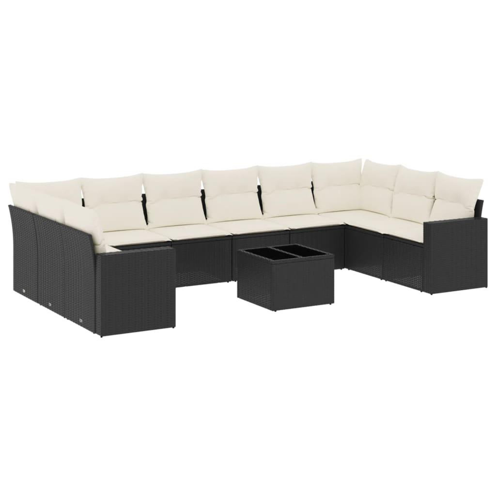 Voir la diapositive 2 : VIDAXL Salon de jardin 11 pcs avec coussins noir resine tressee