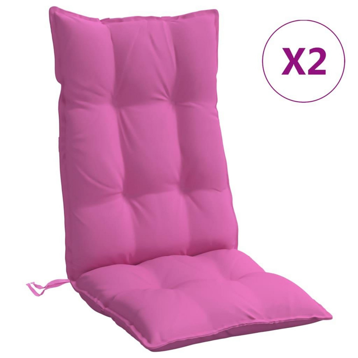 VIDAXL Coussins de chaise a dossier haut lot de 2 rose tissu oxford