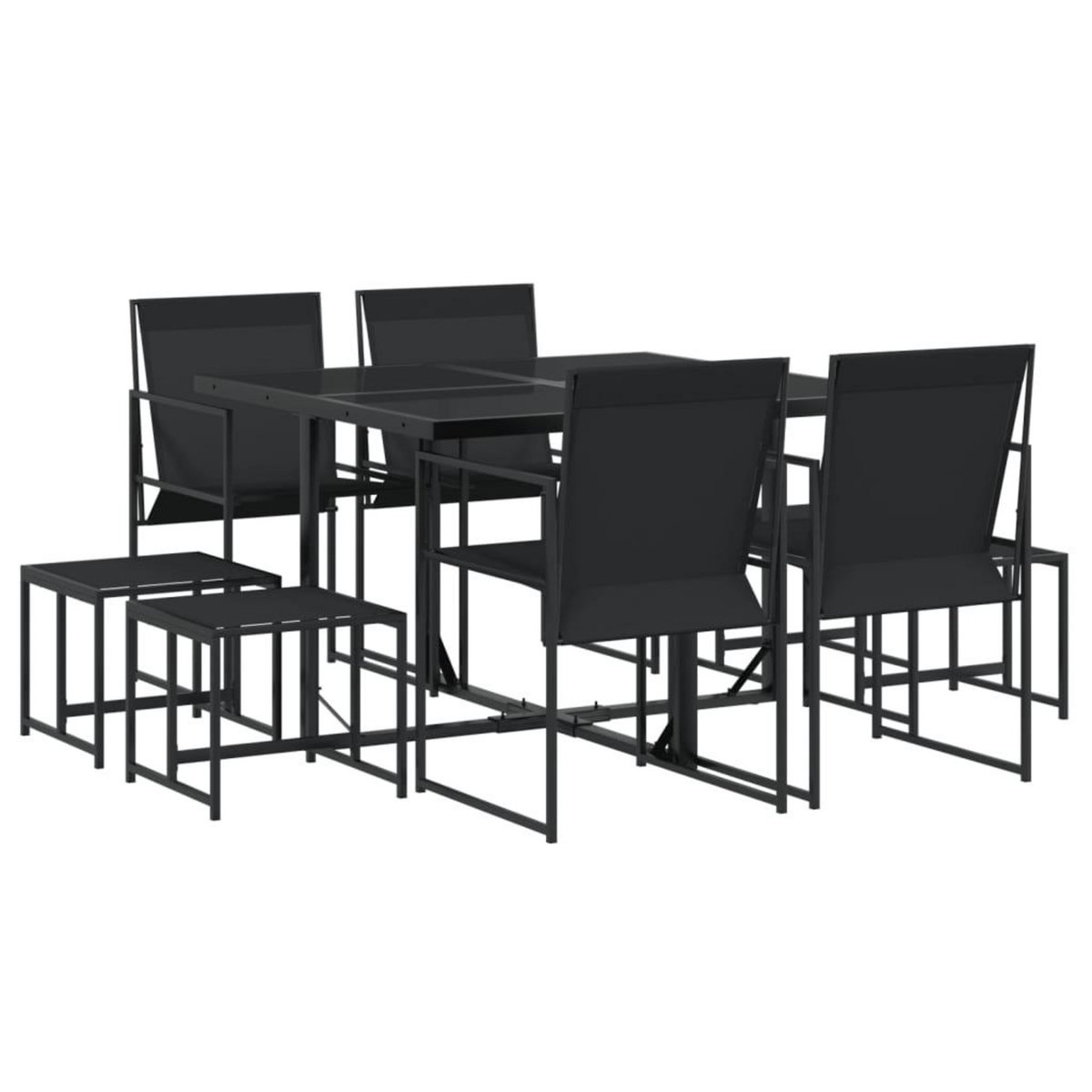 VIDAXL Ensemble a manger de jardin 9 pcs noir textilene