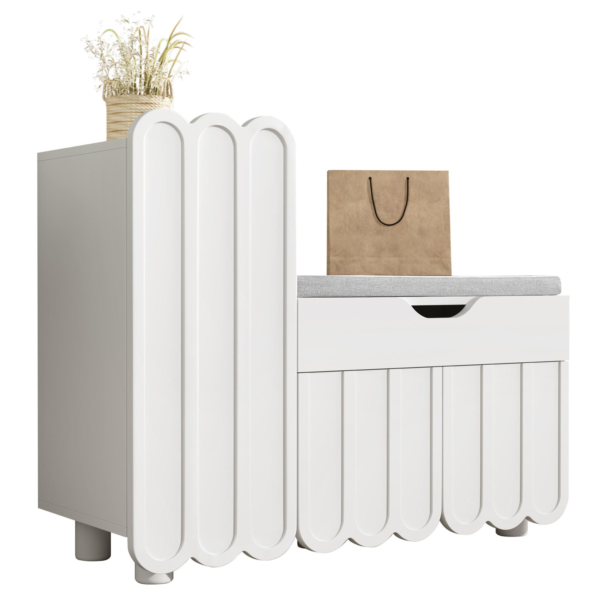 MERAX Meuble à chaussures 7 paires coloris blanc mdf