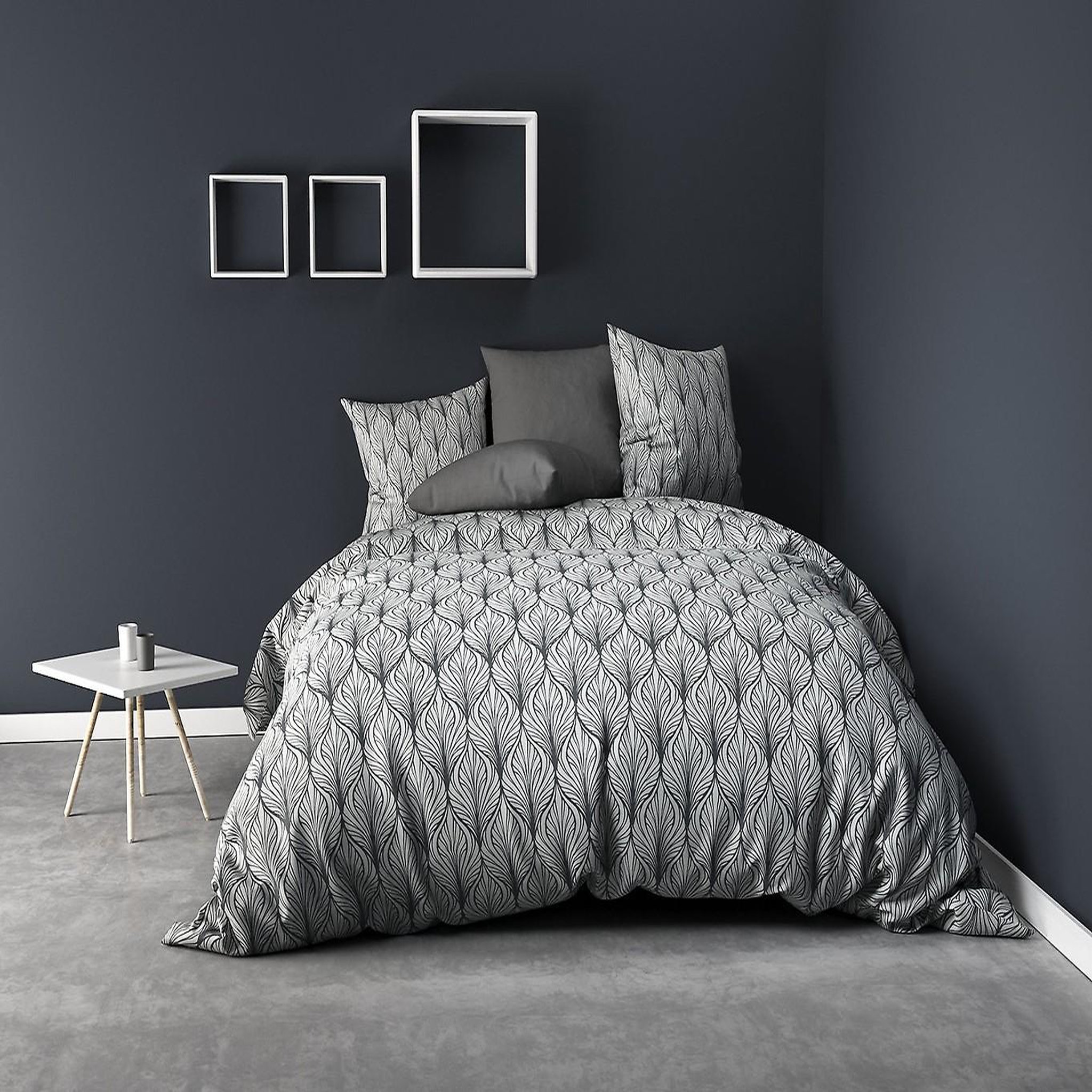 Home collection Parure housse de couette mucha. Coloris disponibles : Gris