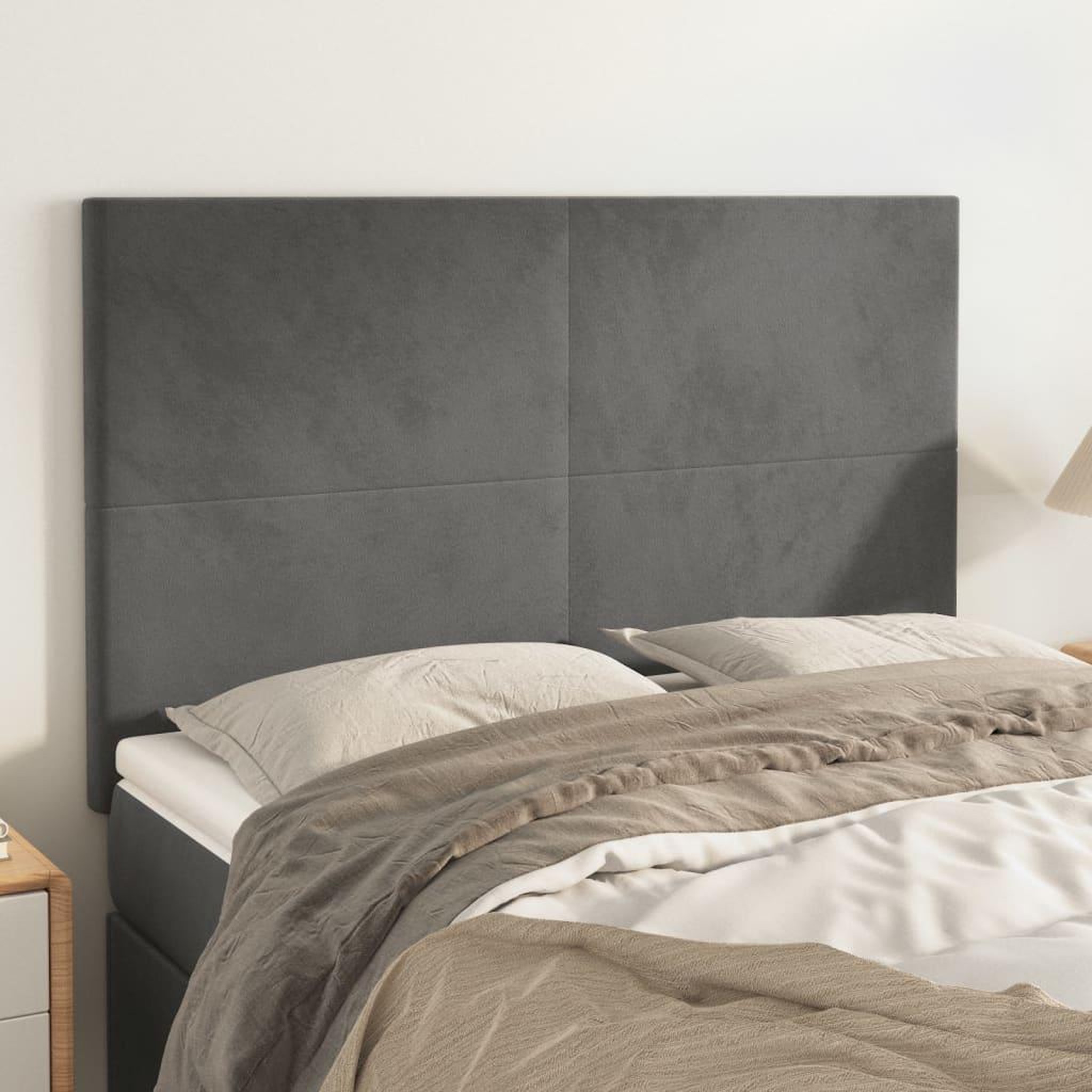 Voir la diapositive 1 : VIDAXL Tetes de lit 4 pcs Gris fonce 72x5x78/88 cm Velours