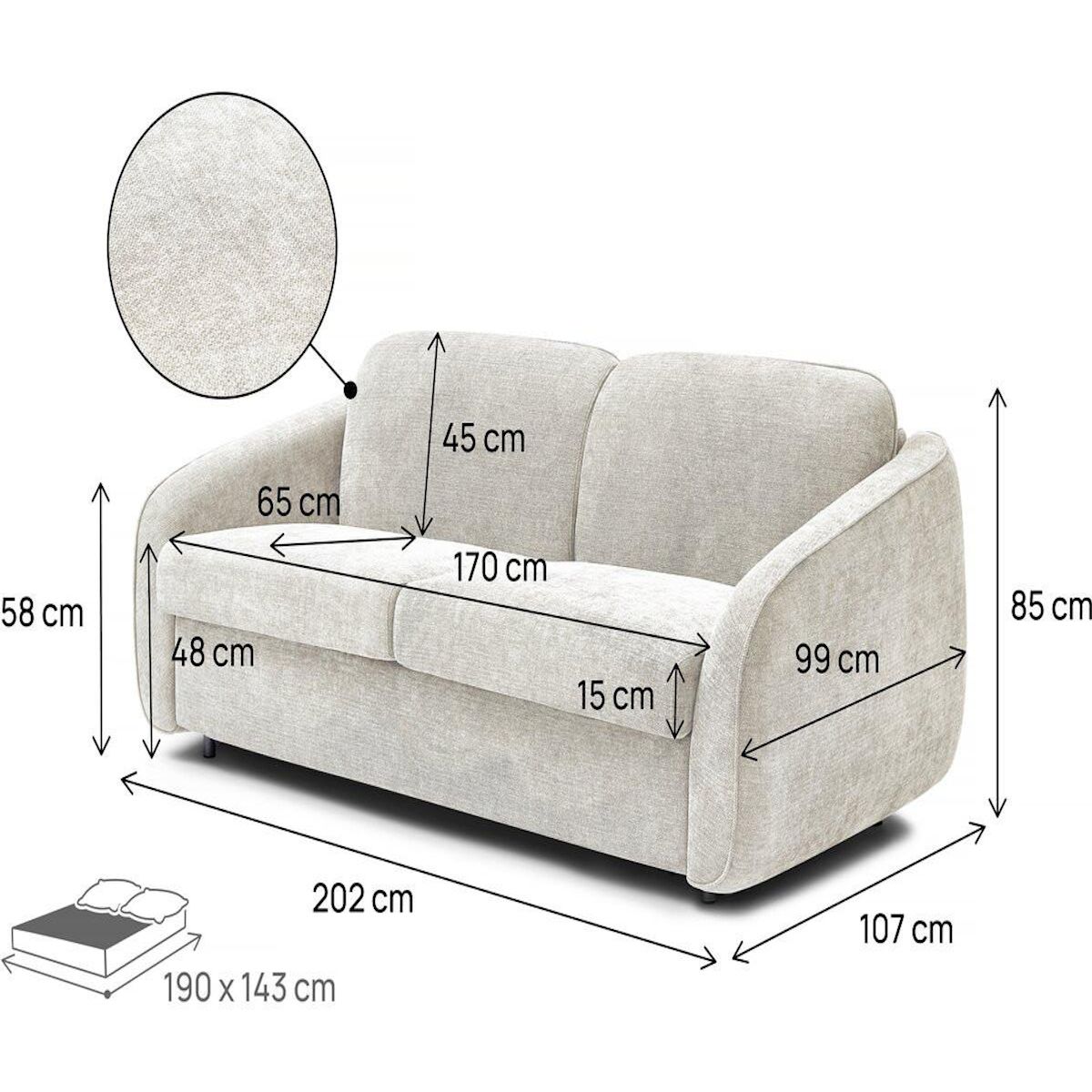 Habitat et Jardin Canapé convertible express en tissu texturé  Laurie  - Couchage 140 cm -  3 places - Beige