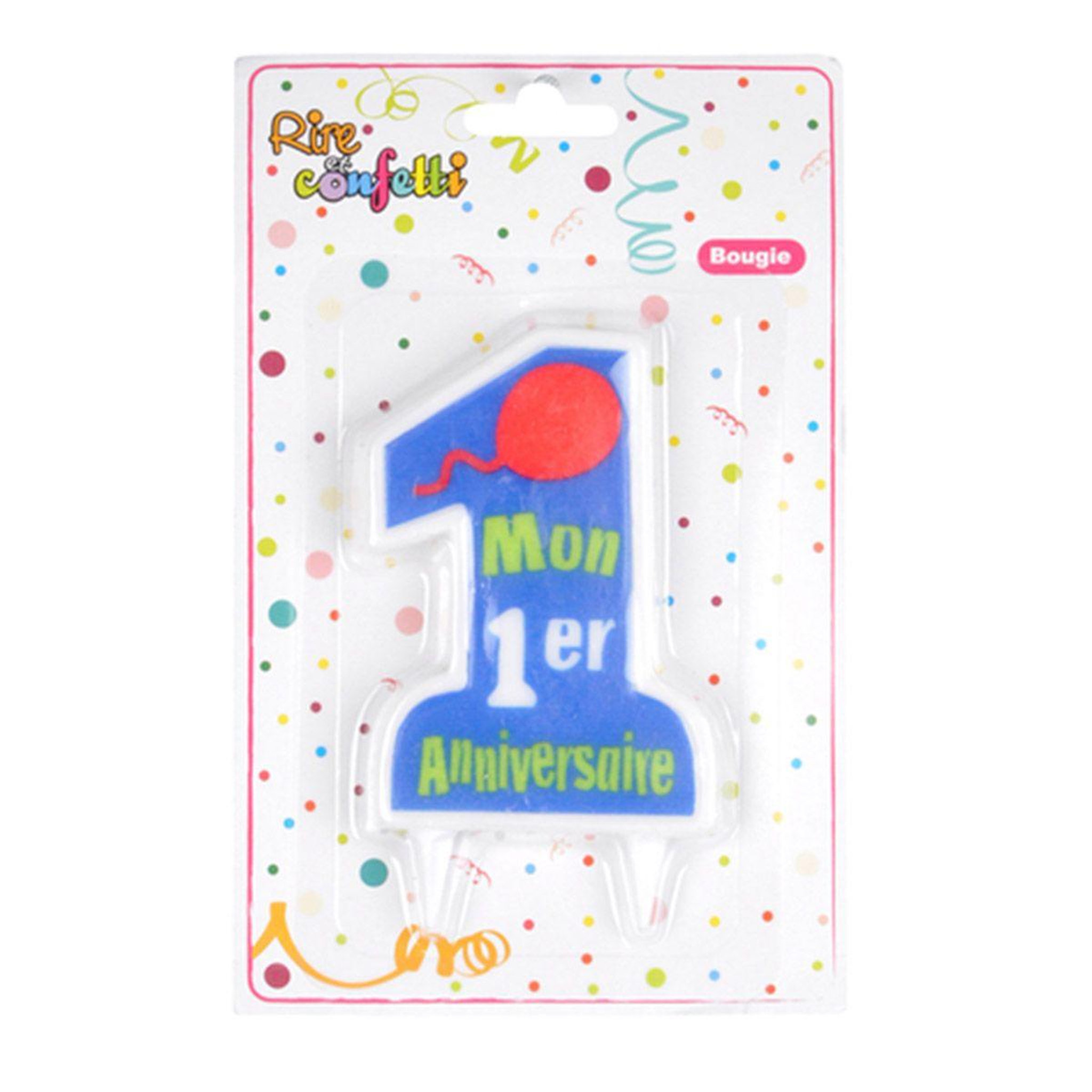 Voir la diapositive 2 : HOMEA Bougie  Mon Premier Anniversaire  9cm Bleu