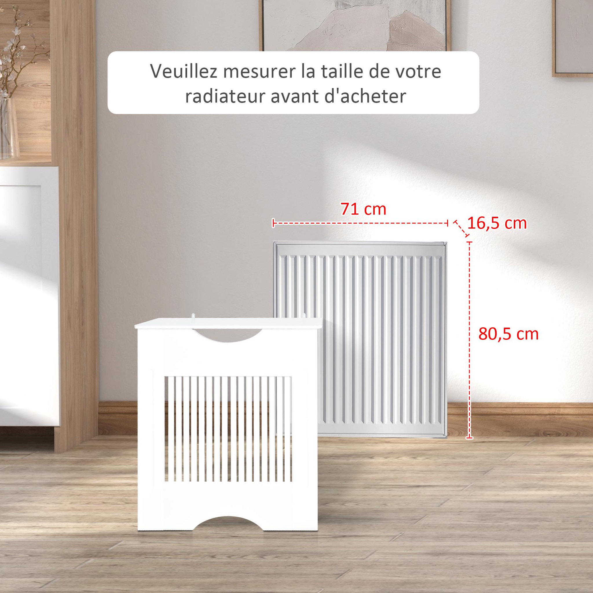 Voir la diapositive 3 : HOMCOM Cache-radiateur design panneau 78 x 19 x 82 cm MDF blanc