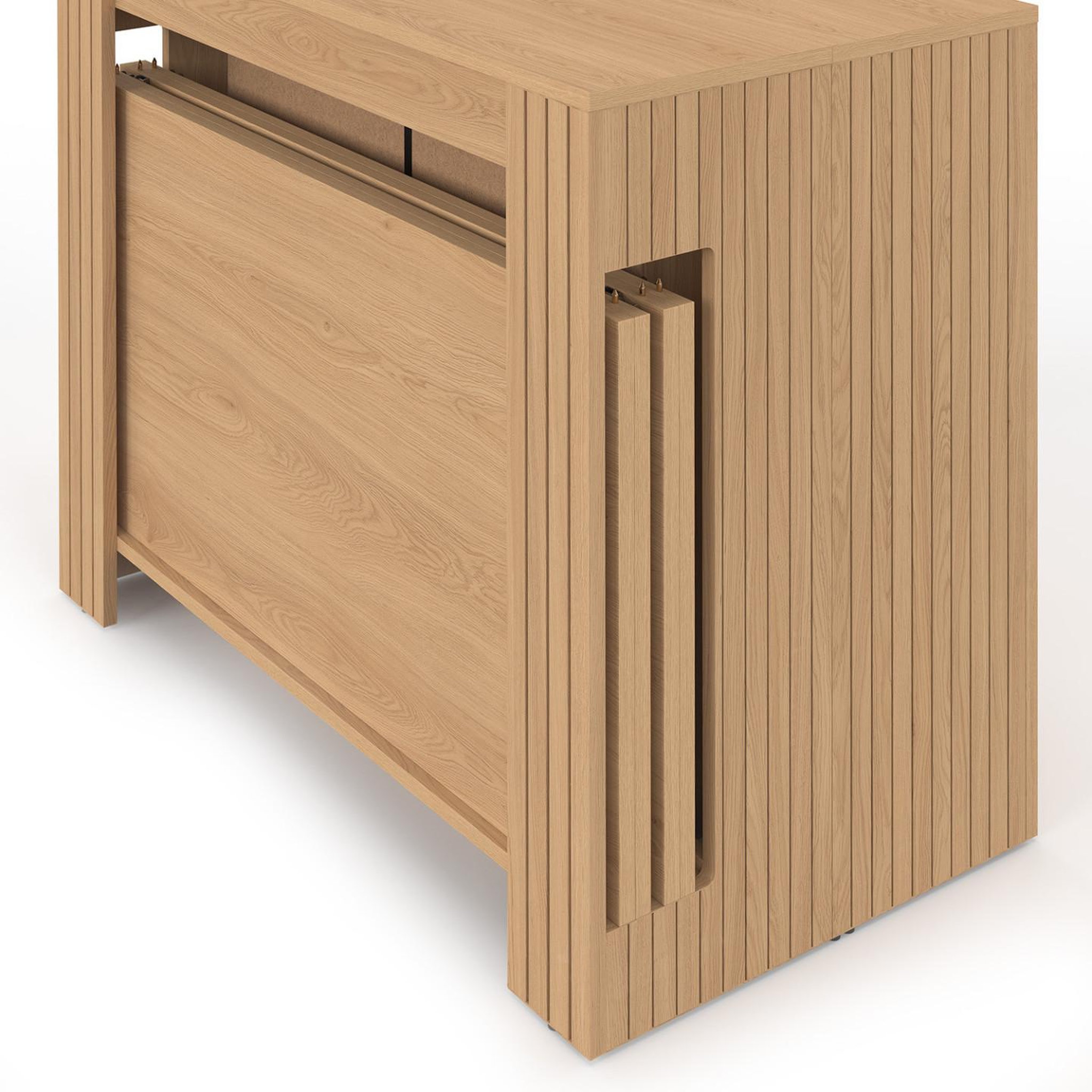 Voir la diapositive 6 : ID MARKET Table buffet extensible juliette 10 personnes 235 cm effet lattes tasseau bois coloris chêne