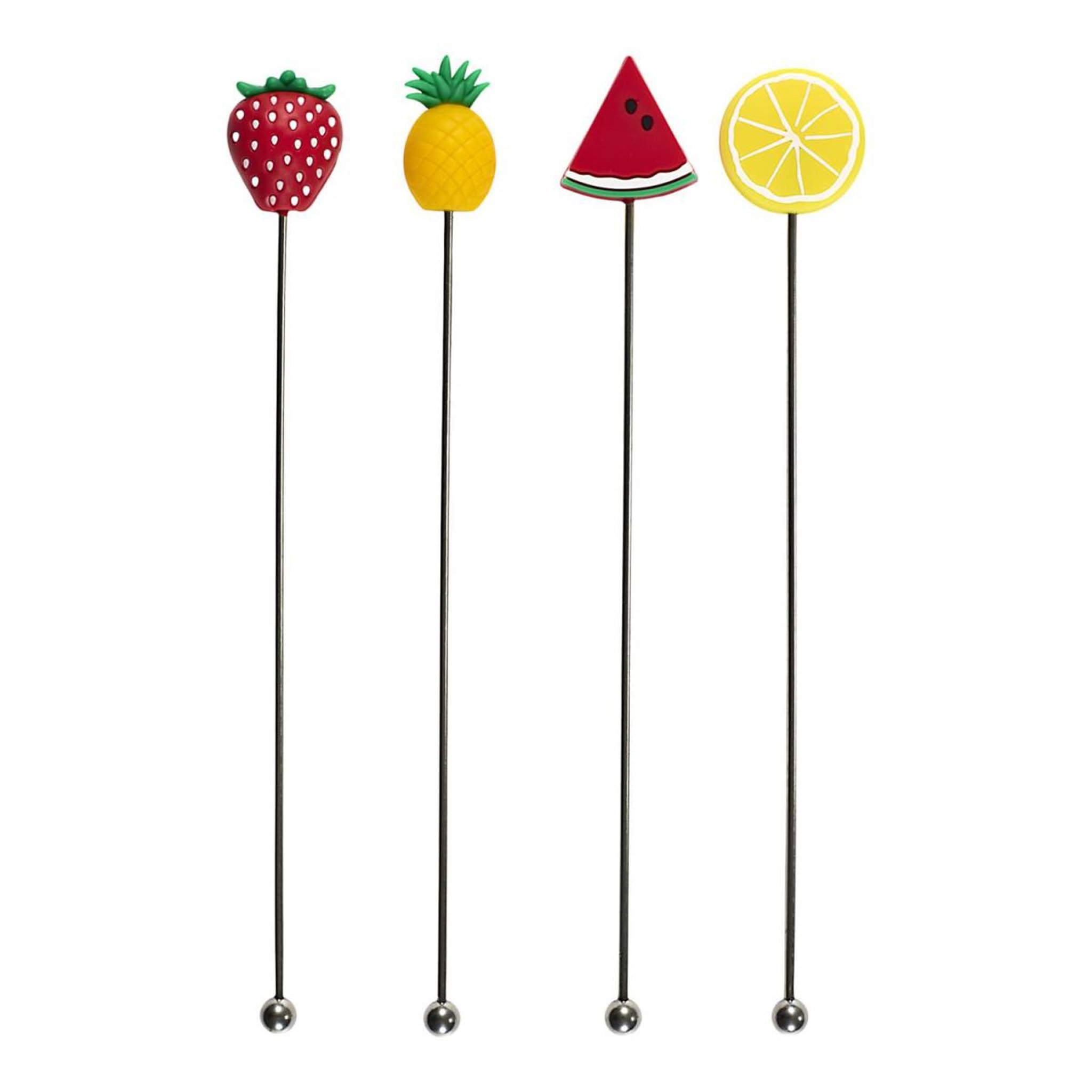 COOK CONCEPT Lot de 4 agitateurs à cocktail  fruits  18cm multicolore