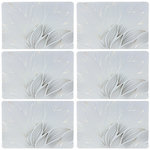 HABITABLE Lot de 6 sets de table motif feuillage avec encre métallique ZEYA - 30 x 45 cm - Or et blanc