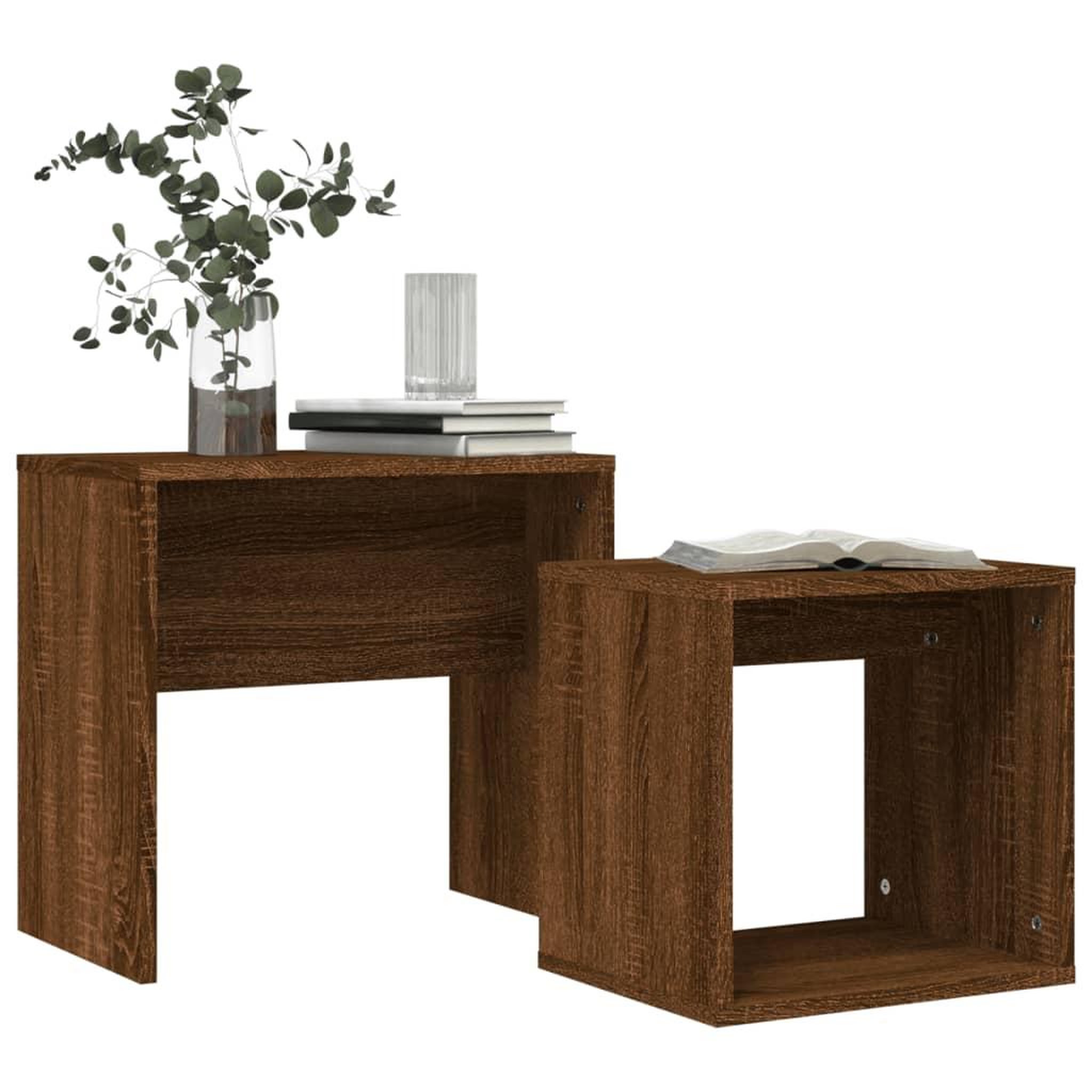 Voir la diapositive 3 : VIDAXL Tables basses gigognes 2 pcs chene marron bois d'ingenierie