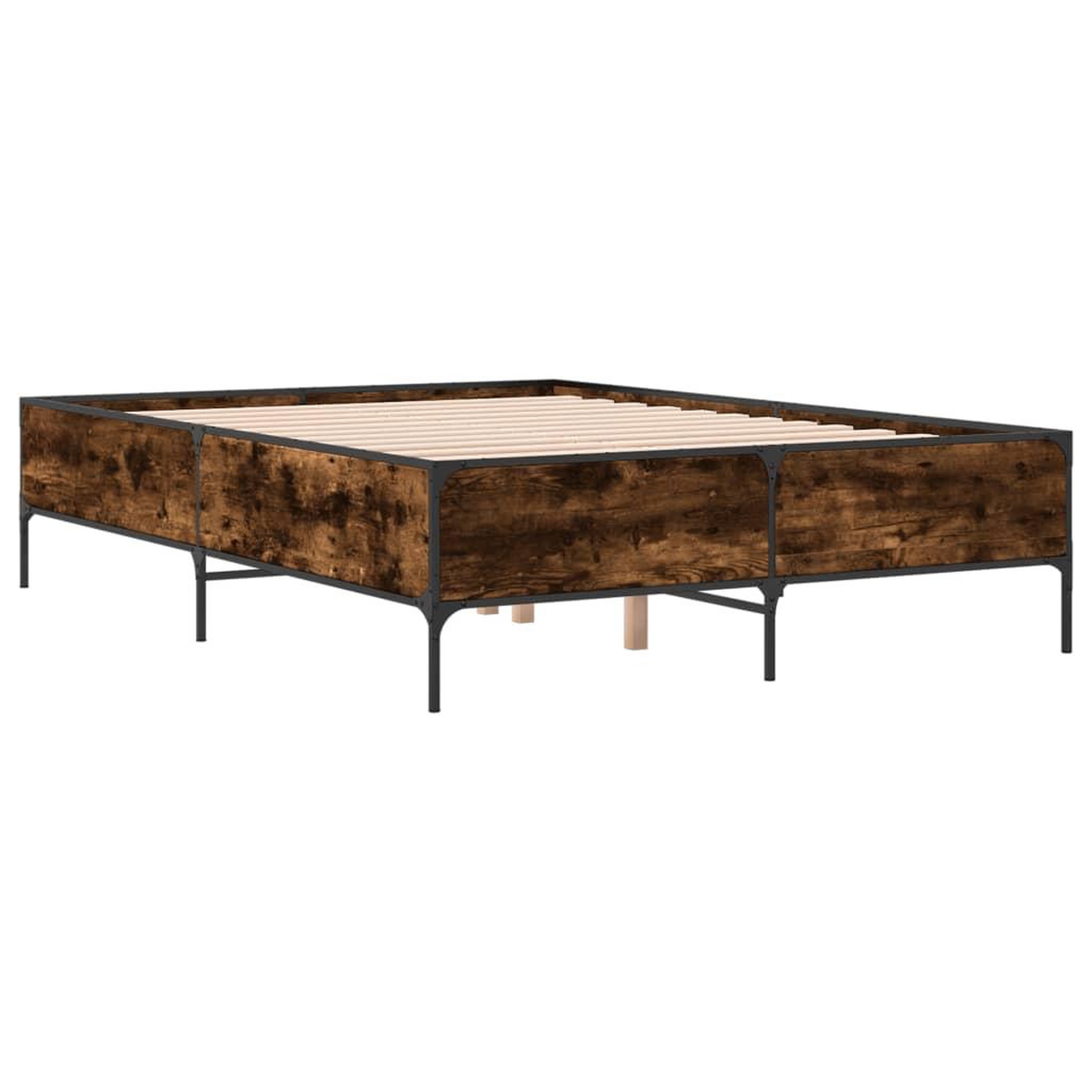 Voir la diapositive 3 : VIDAXL Cadre de lit sans matelas chene fume 140x200 cm
