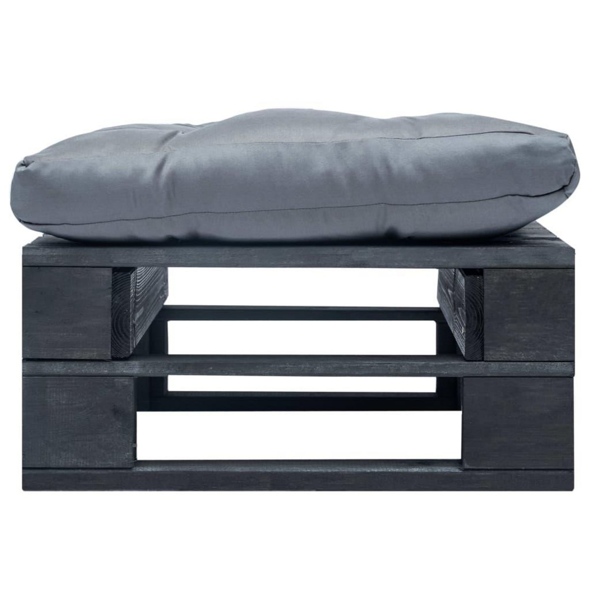 VIDAXL Repose-pied palette de jardin avec coussin gris noir bois