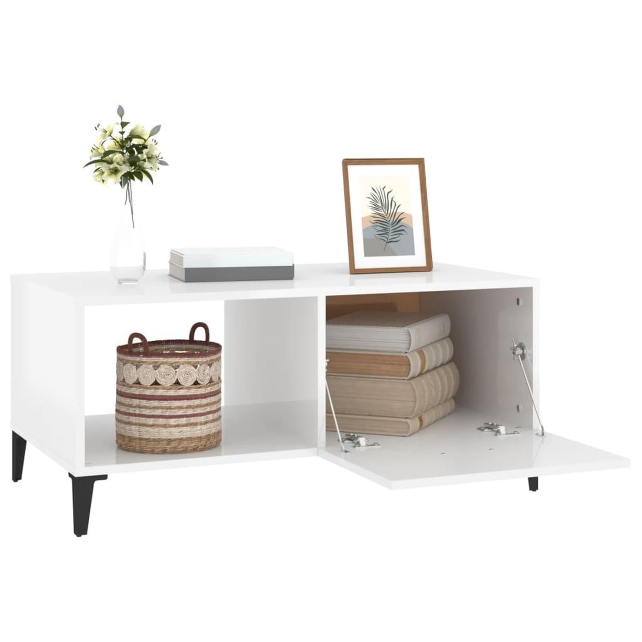 Voir la diapositive 5 : VIDAXL Table basse Blanc brillant 90x50x40 cm Bois d'ingenierie