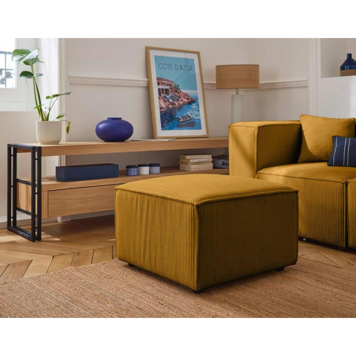 LISA DESIGN Arty - pouf d'appoint - en velours côtelé