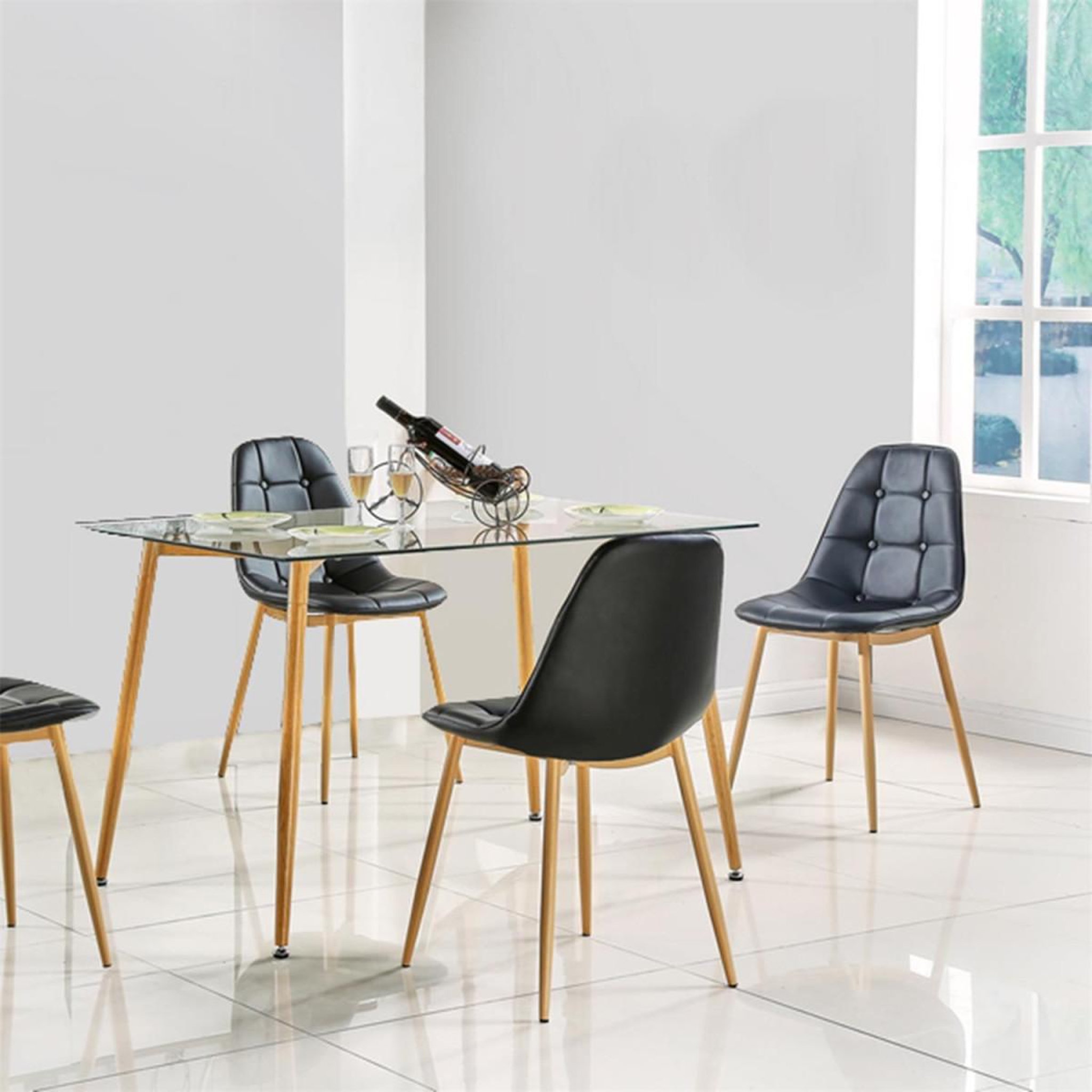 Voir la diapositive 5 : The Home Deco Factory Table de repas en verre  glosa  115cm transparent