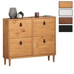 IDIMEX Meuble à chaussures MIKKA avec 4 abattants en pin massif. Coloris disponibles : Noir, Marron