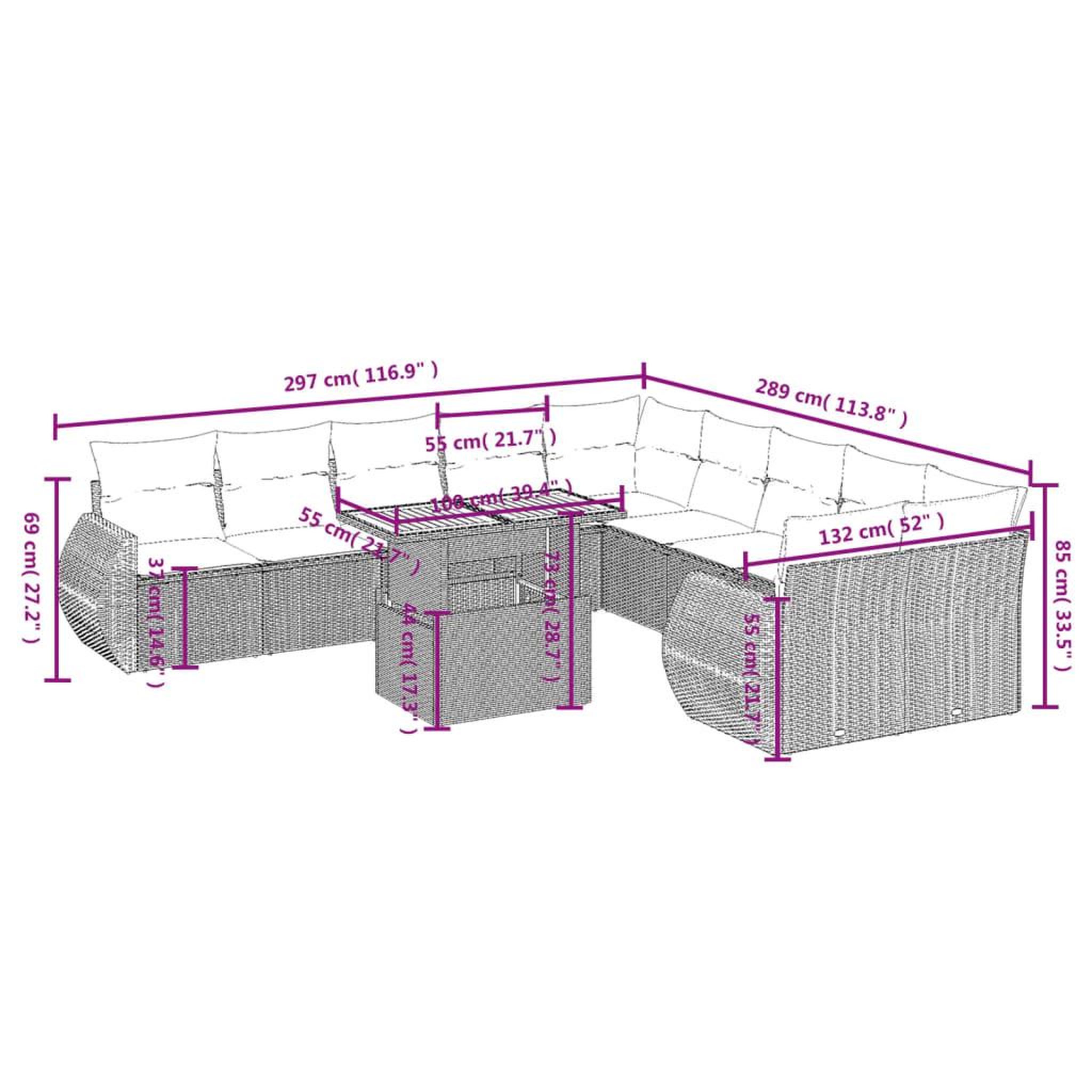 Voir la diapositive 3 : VIDAXL Salon de jardin 11 pcs avec coussins noir resine tressee