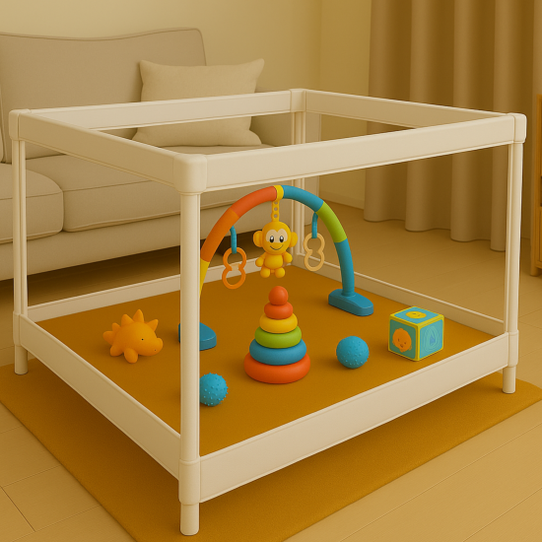 Voir la diapositive 2 : CH'TI BOUT Matelas de fond de parc 95 x 95 x 2.5 cm - coton a enduction acrylique
