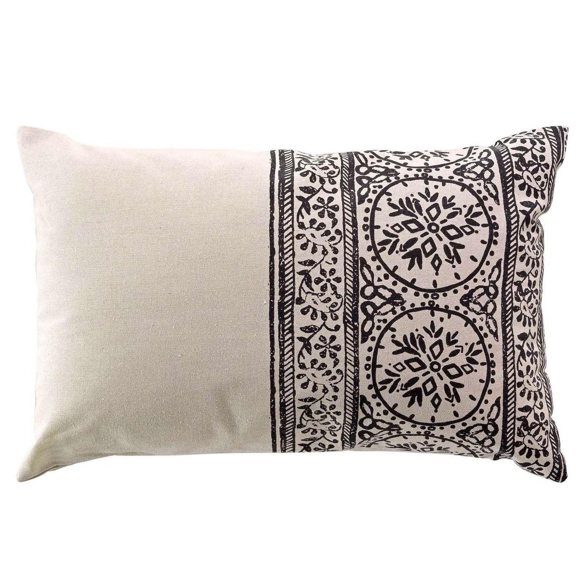Douceur d'Intérieur Coussin déhoussable BISCA - Polycoton imprimé - 40 x 60 cm - Ecru et noir