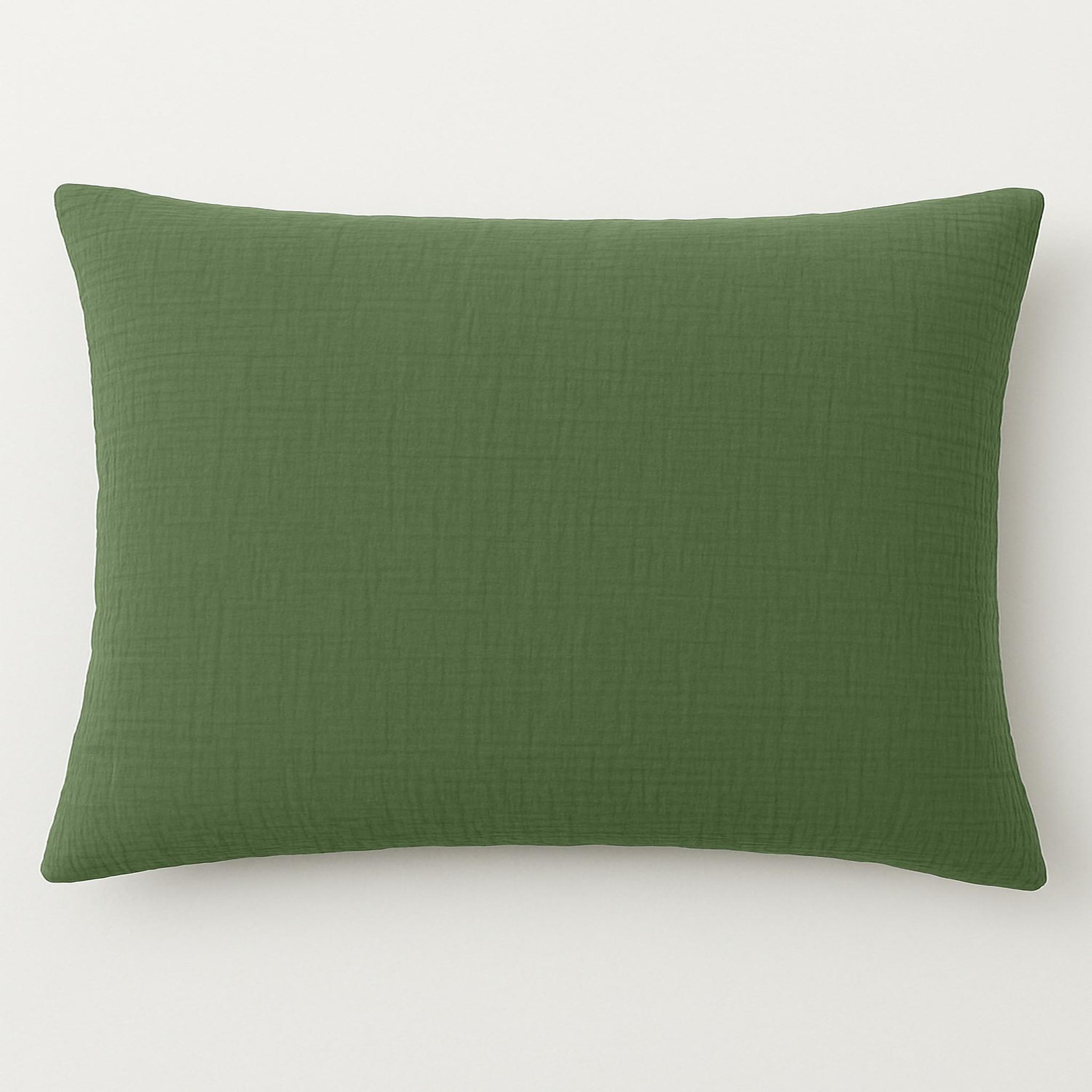 BATON ROUGE Taie d'oreiller 100% gaze de coton lavé vert cèdre. Coloris disponibles : Vert