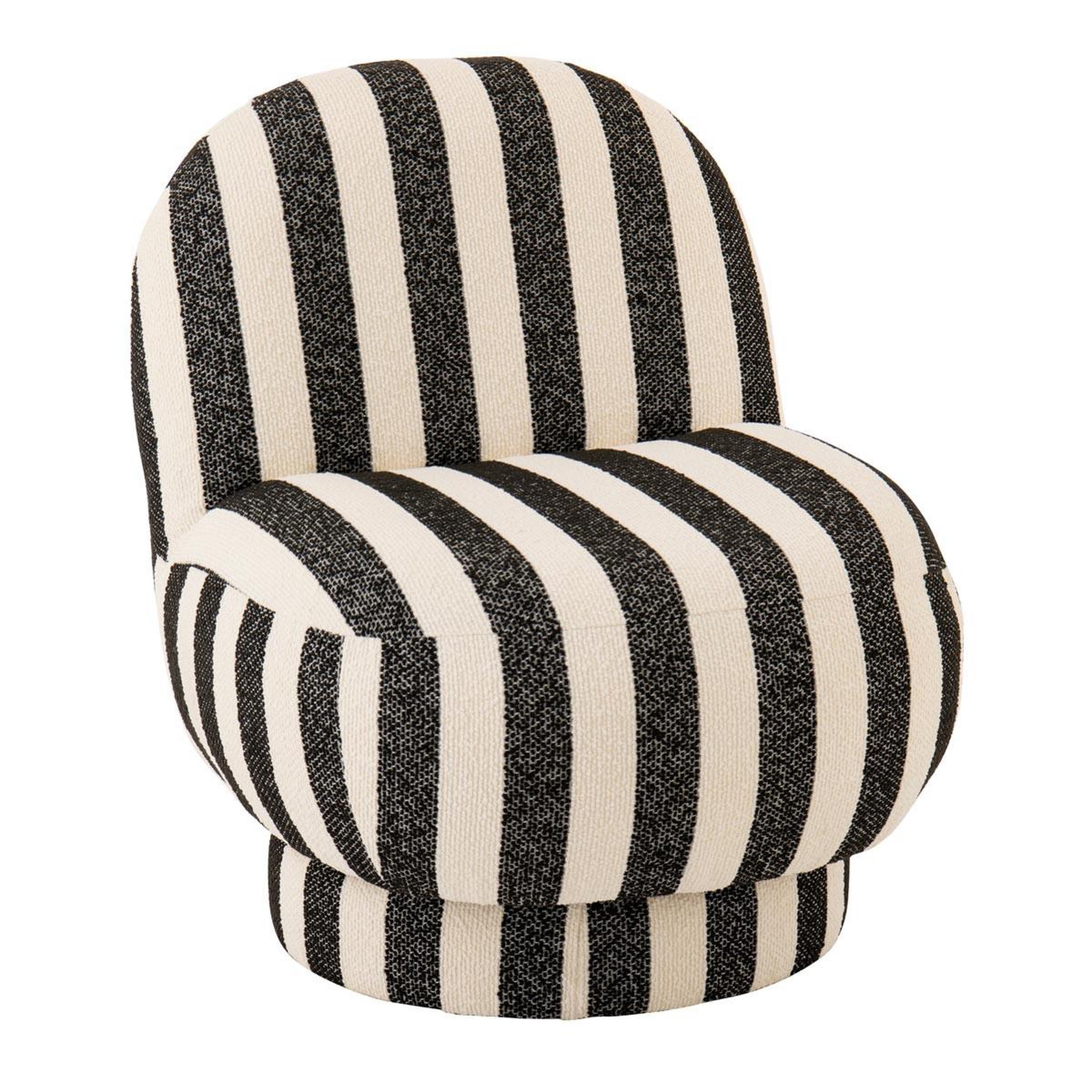J-LINE Fauteuil à Rayures  Ligné  76cm Noir & Blanc Cassé