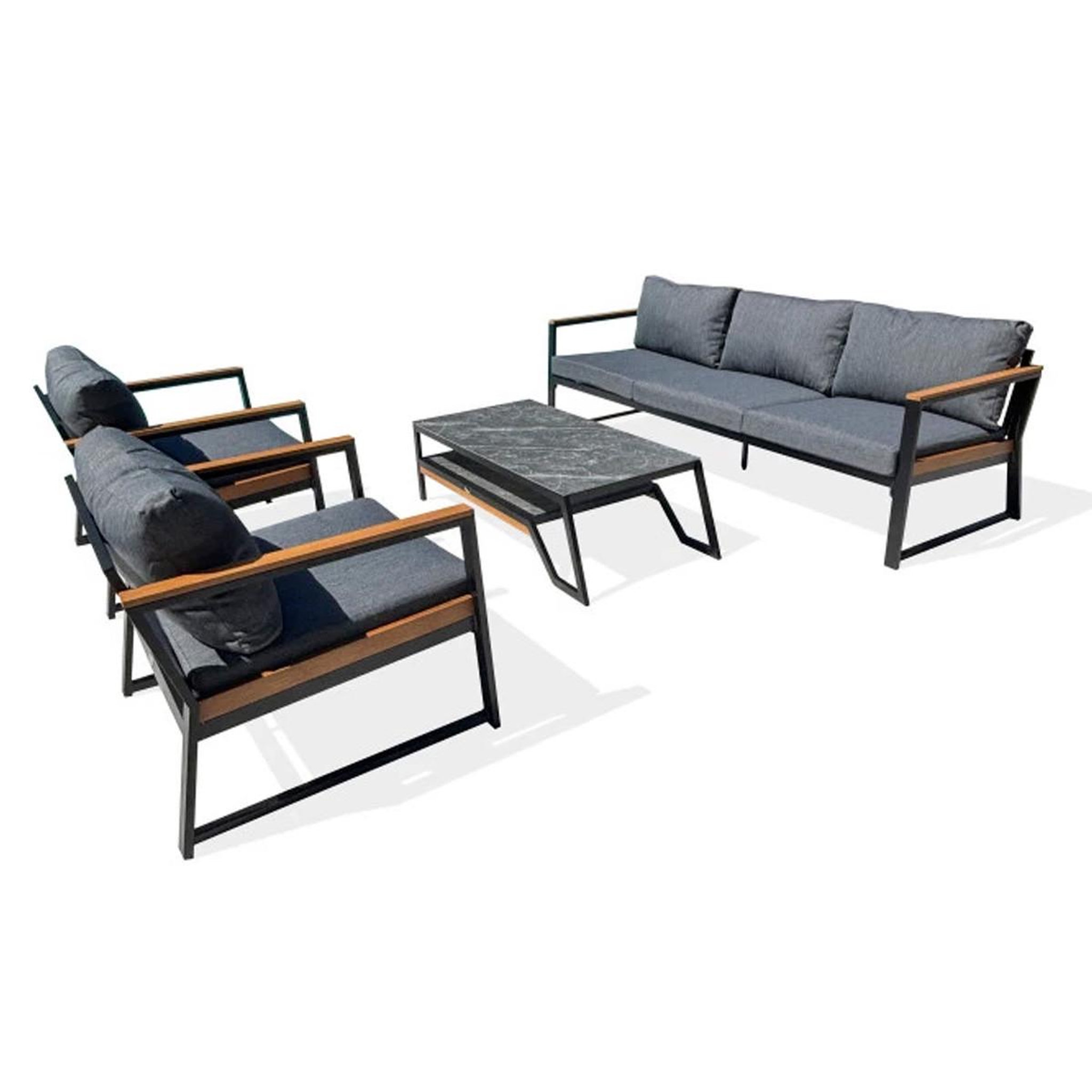 Paris Prix Salon de jardin 5 places  tadeo  219cm noir