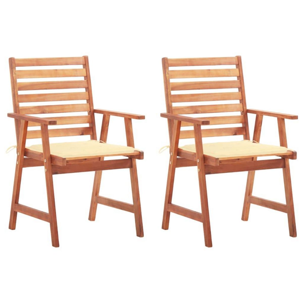 VIDAXL Chaises a manger d'exterieur lot de 2 et coussins Acacia massif