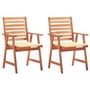 Voir la diapositive 1 : VIDAXL Chaises a manger d'exterieur lot de 2 et coussins Acacia massif