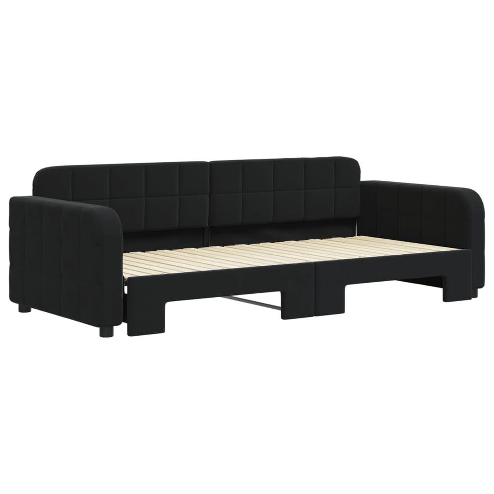 Voir la diapositive 3 : VIDAXL Lit de jour avec gigogne sans matelas noir 90x200 cm