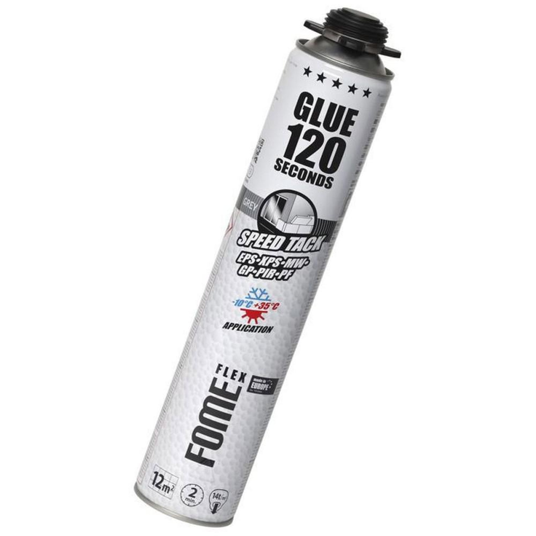 Mousse colle polyuréthane sans expansion FOME FLEX 120 Sec Speed Tack grise 750 ml